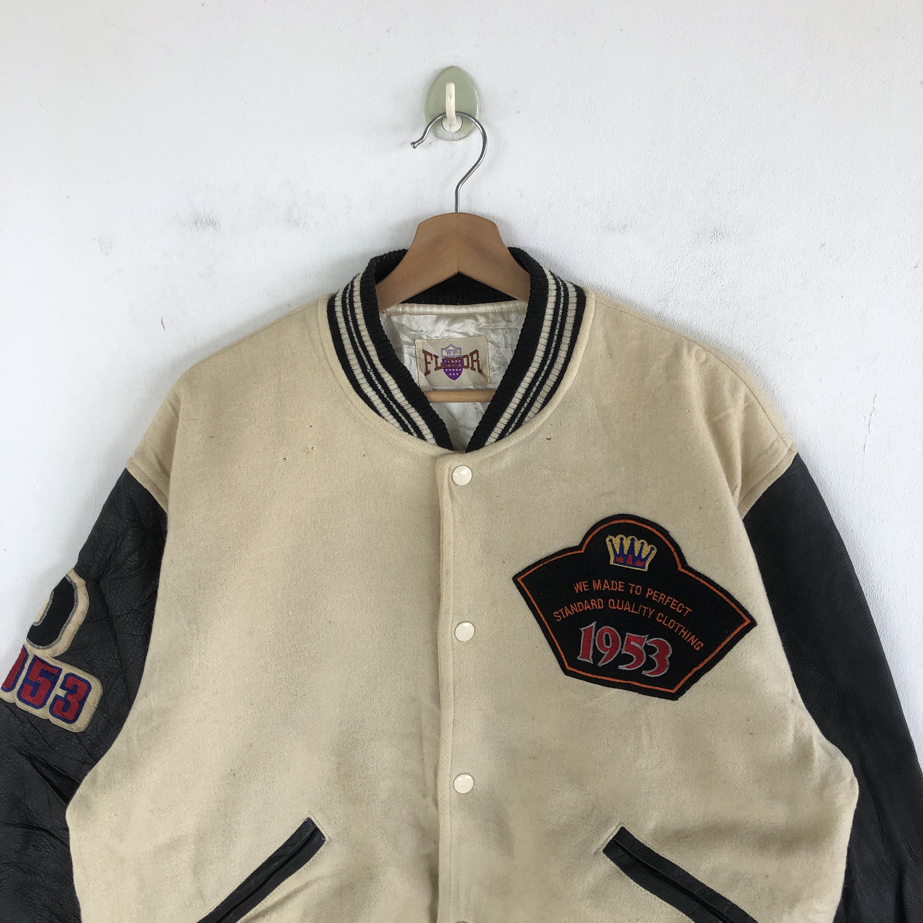 Japanese Brand Flavor Varsity Jackets Letterman Leather Wool Jacket Size US L / EU 52-54 / 3 - 3 Thumbnail