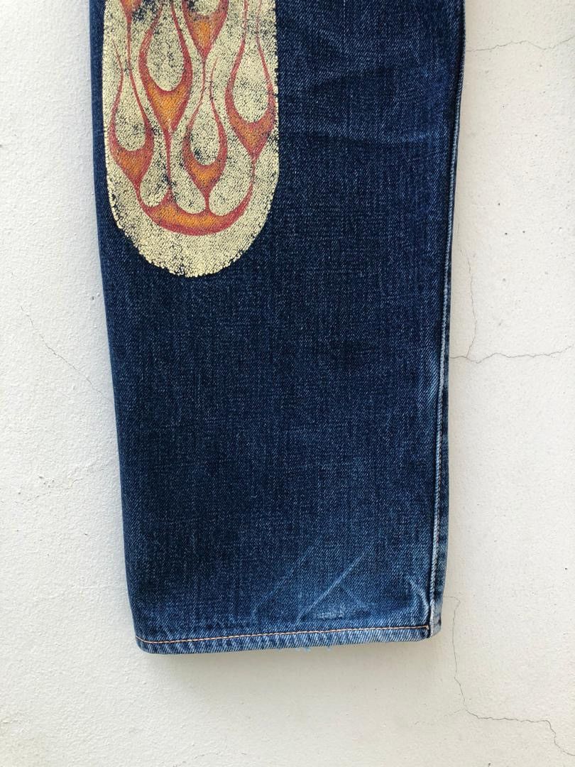 Evisu × Vintage Vintage Evisu Flame Painter Cinch Back Selvedge Denim Jeans Size US 32 / EU 48 - 5 Thumbnail
