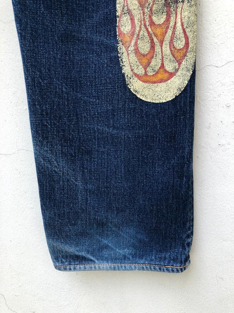 Evisu × Vintage Vintage Evisu Flame Painter Cinch Back Selvedge Denim Jeans Size US 32 / EU 48 - 10 Thumbnail