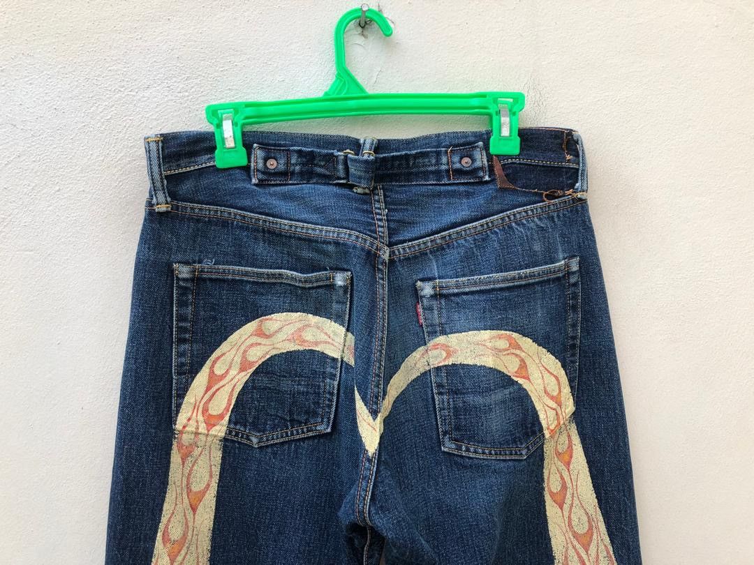 Evisu × Vintage Vintage Evisu Flame Painter Cinch Back Selvedge Denim Jeans Size US 32 / EU 48 - 2 Thumbnail