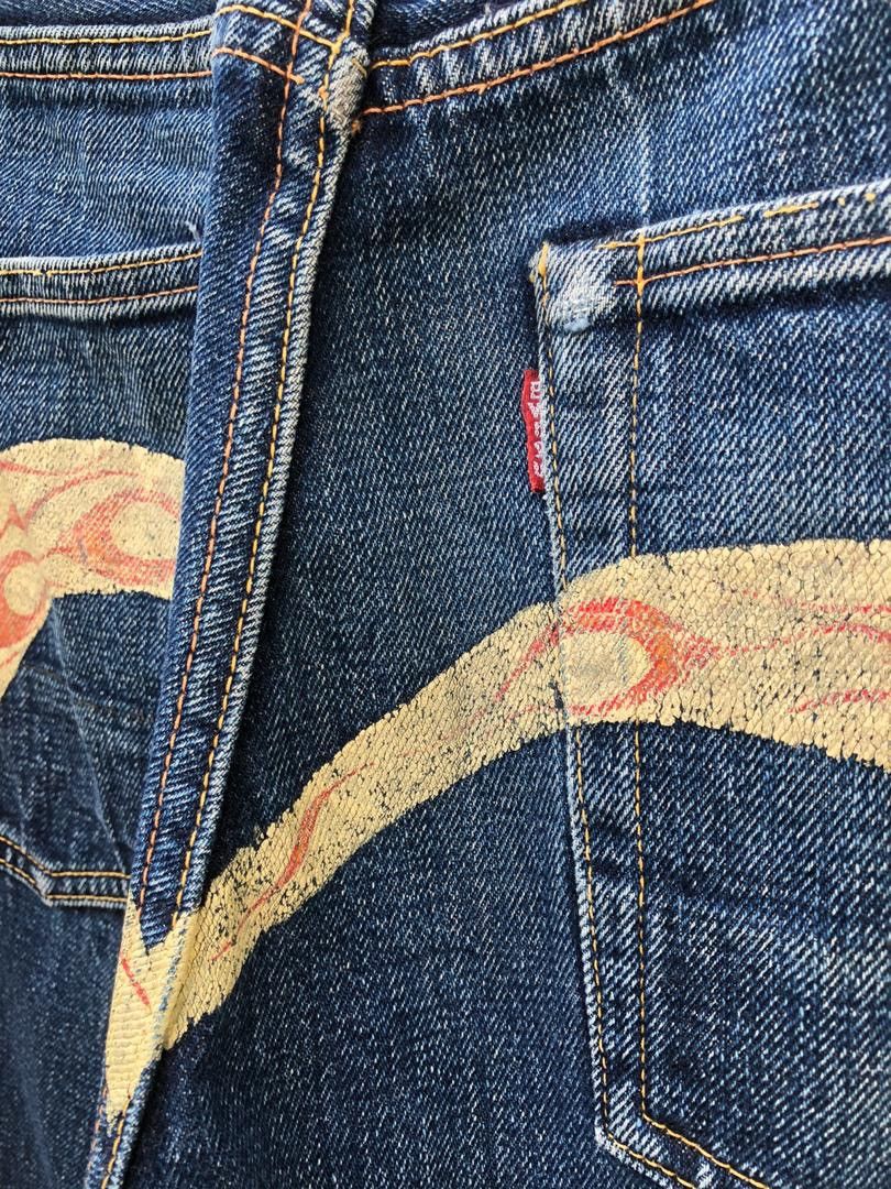 Evisu × Vintage Vintage Evisu Flame Painter Cinch Back Selvedge Denim Jeans Size US 32 / EU 48 - 8 Thumbnail