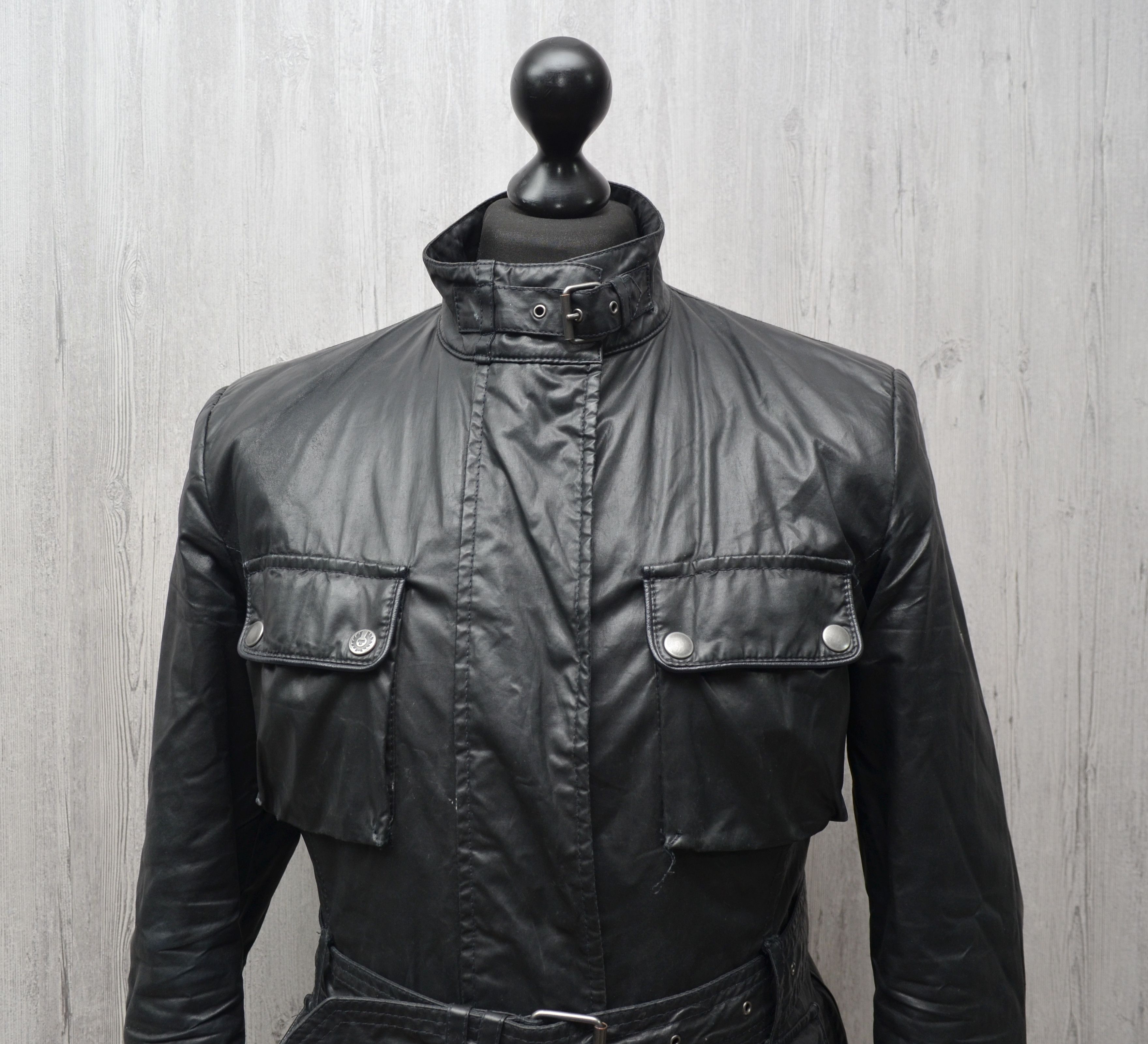 Belstaff Belstaff Womens Black Belted Cotton Polyurethane Jacket Size L / US 10 / IT 46 - 3 Thumbnail