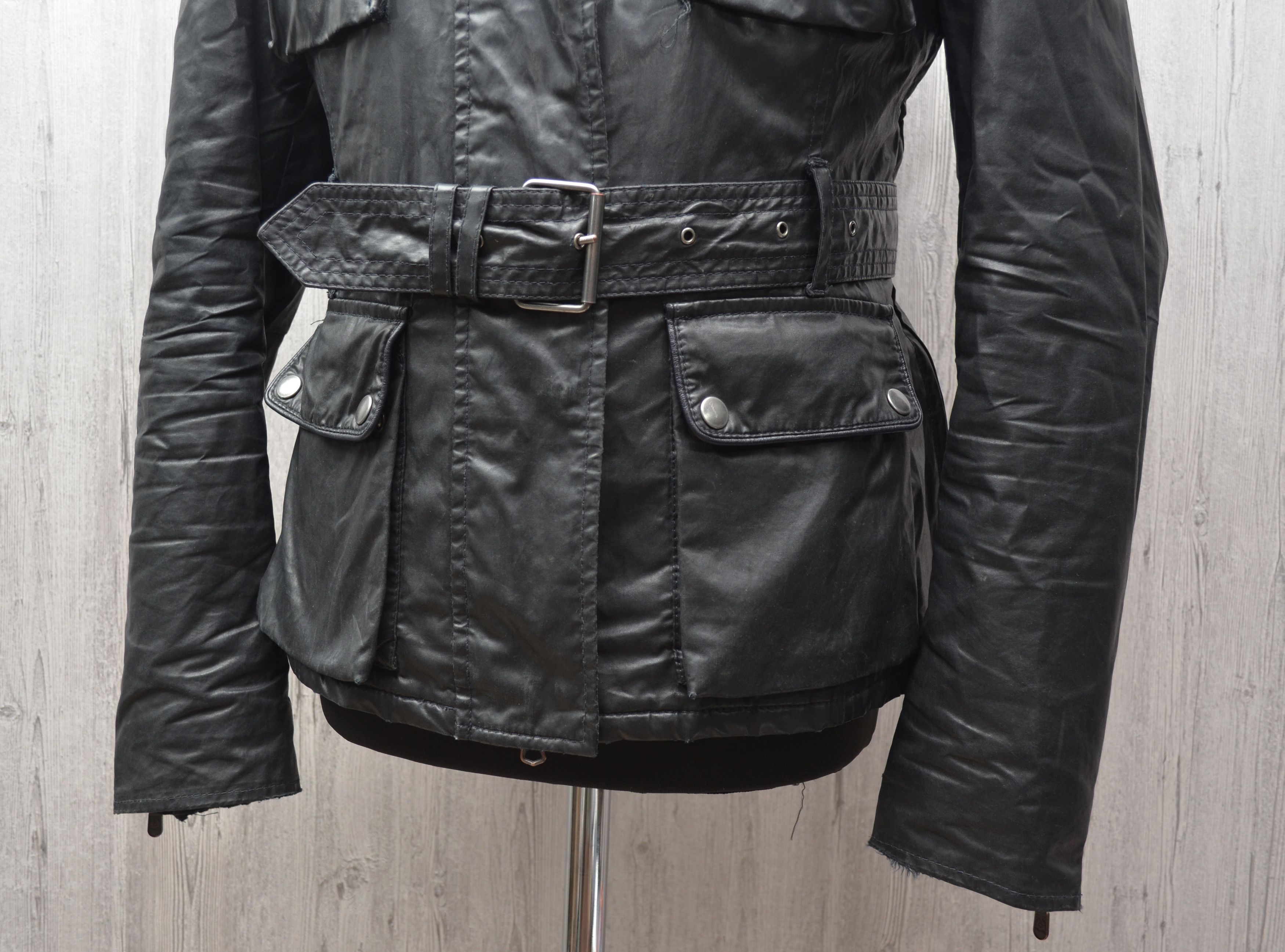 Belstaff Belstaff Womens Black Belted Cotton Polyurethane Jacket Size L / US 10 / IT 46 - 4 Thumbnail