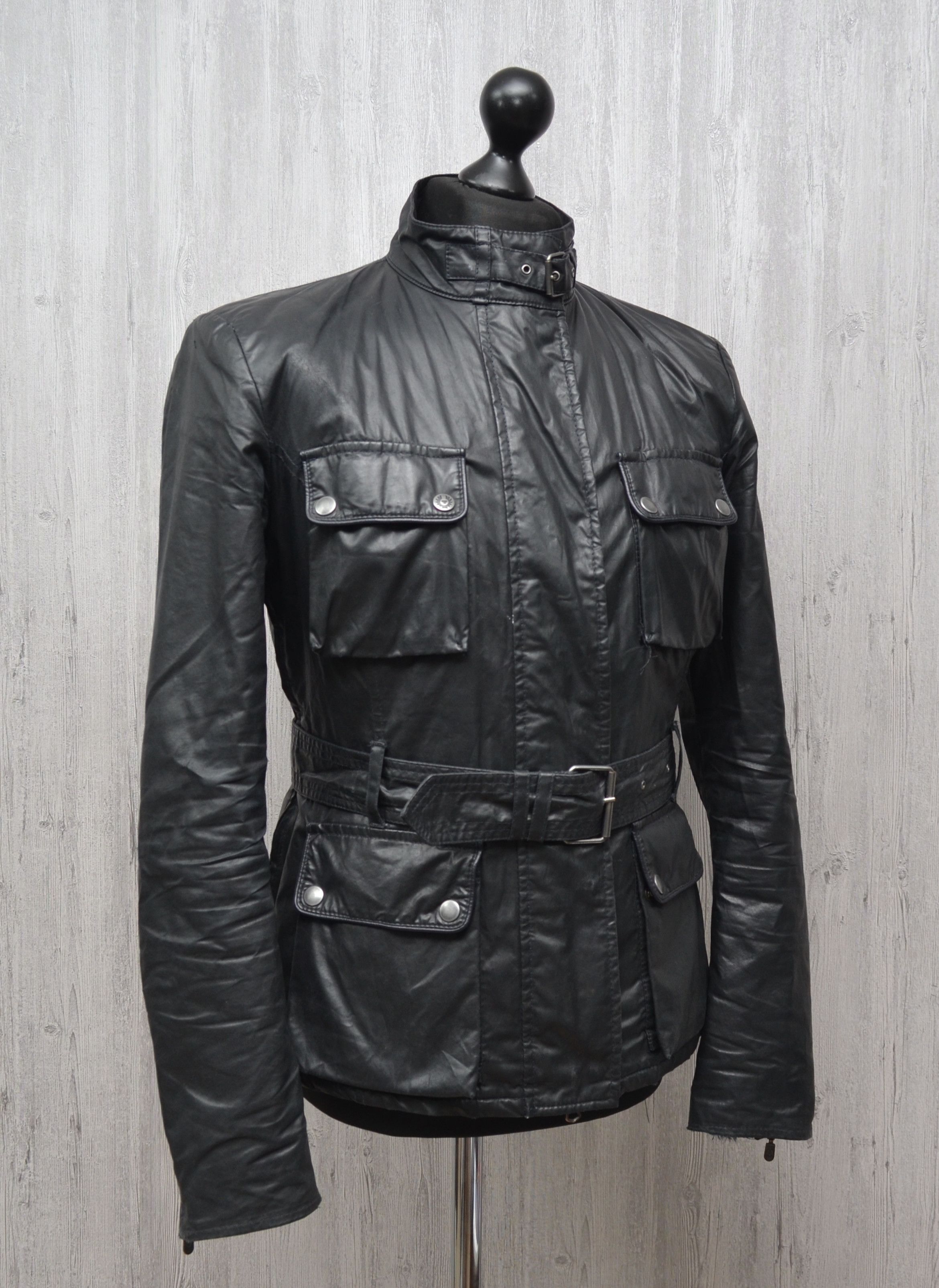 Belstaff Belstaff Womens Black Belted Cotton Polyurethane Jacket Size L / US 10 / IT 46 - 17 Thumbnail