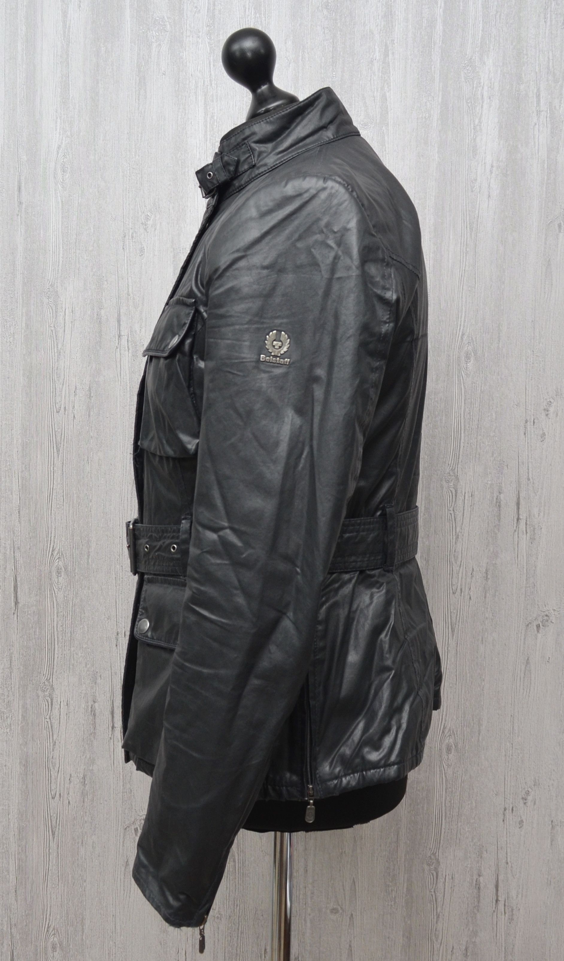 Belstaff Belstaff Womens Black Belted Cotton Polyurethane Jacket Size L / US 10 / IT 46 - 6 Thumbnail