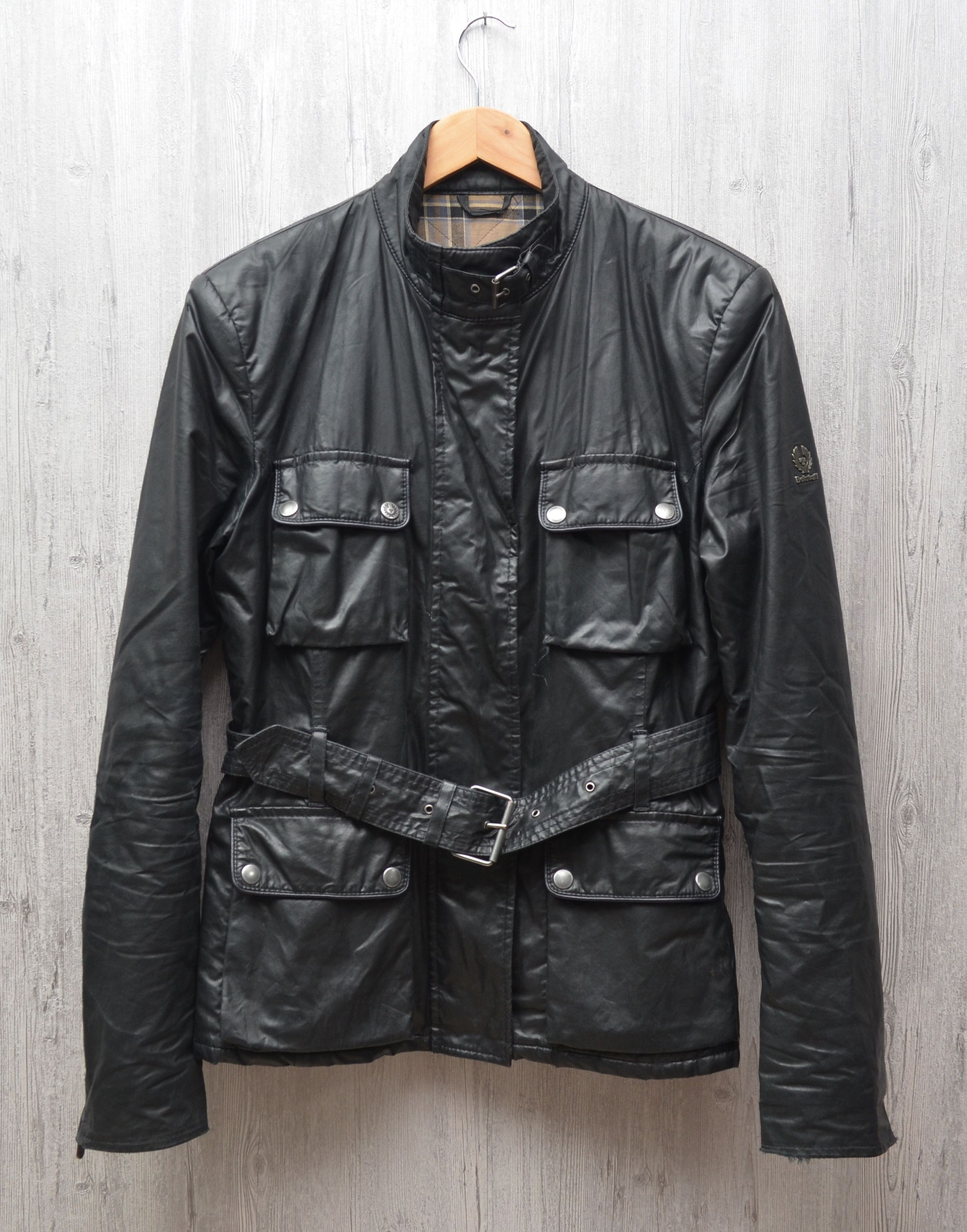 Belstaff Belstaff Womens Black Belted Cotton Polyurethane Jacket Size L / US 10 / IT 46 - 1 Thumbnail