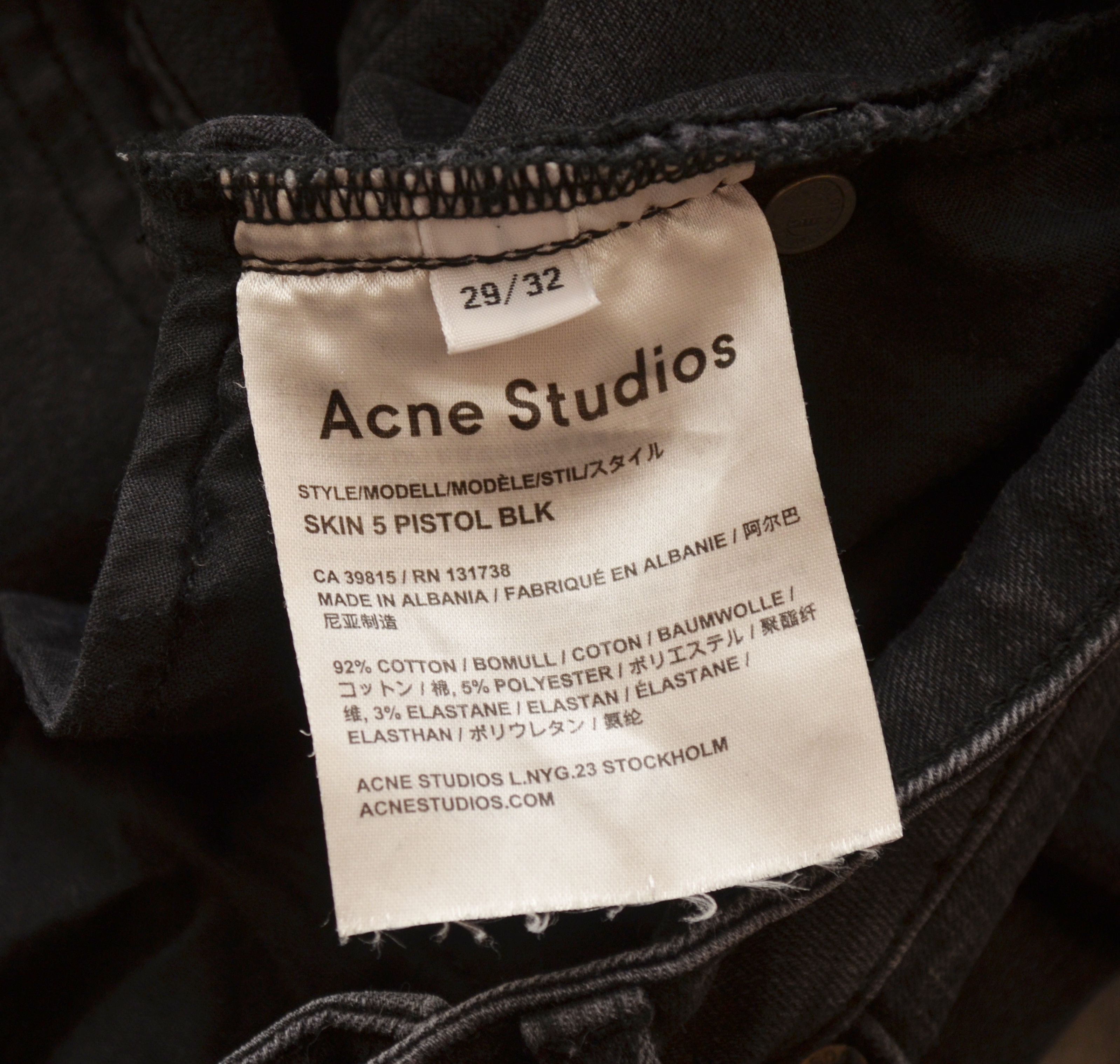 Acne Studios ACNE STUDIOS Skin 5 Pistol Black Size 29/32 Denim Jeans Size 29" - 11 Thumbnail