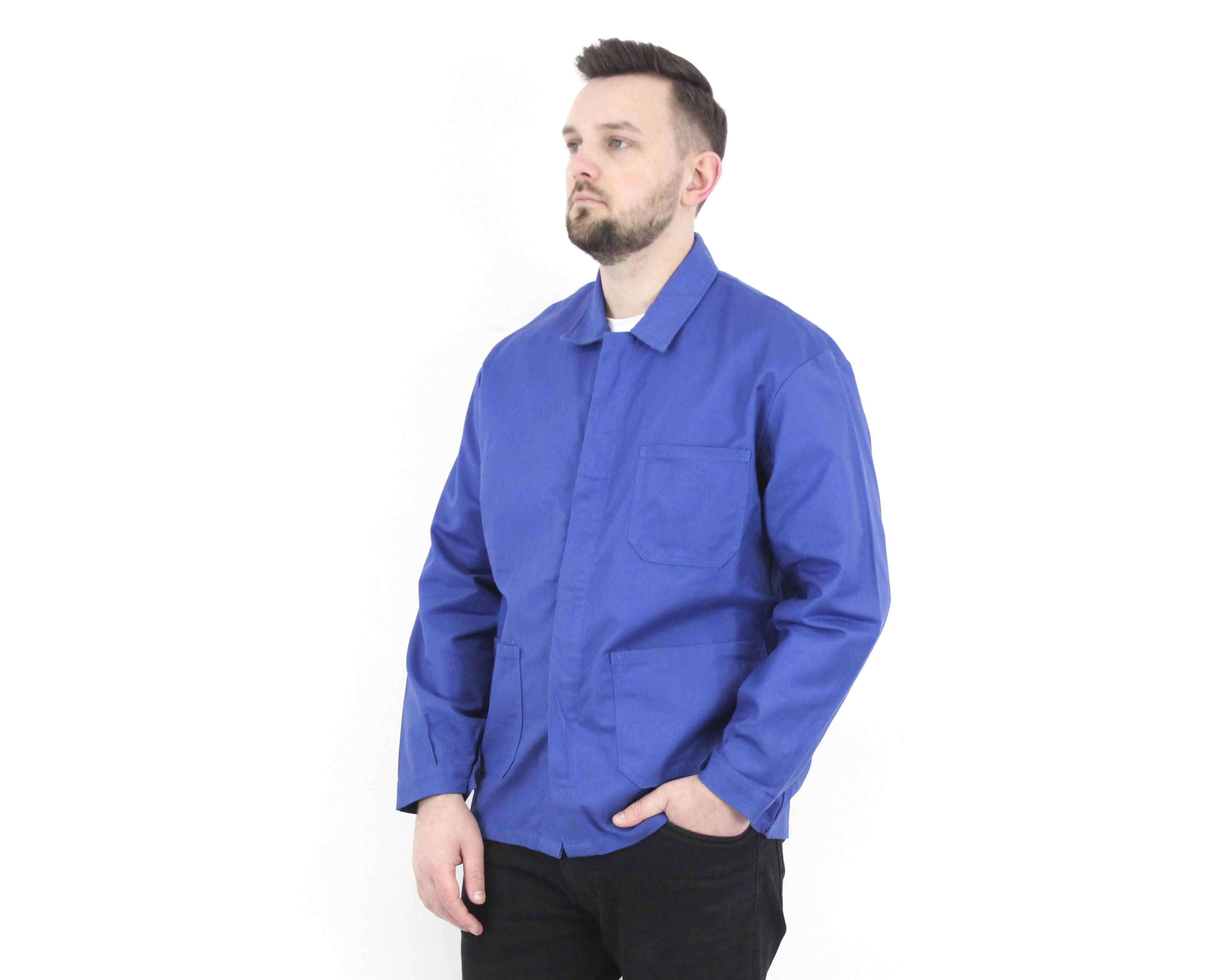 Vintage Work Coat L French Worker Chore Jacket Utility Top VTG Size US L / EU 52-54 / 3 - 2 Thumbnail