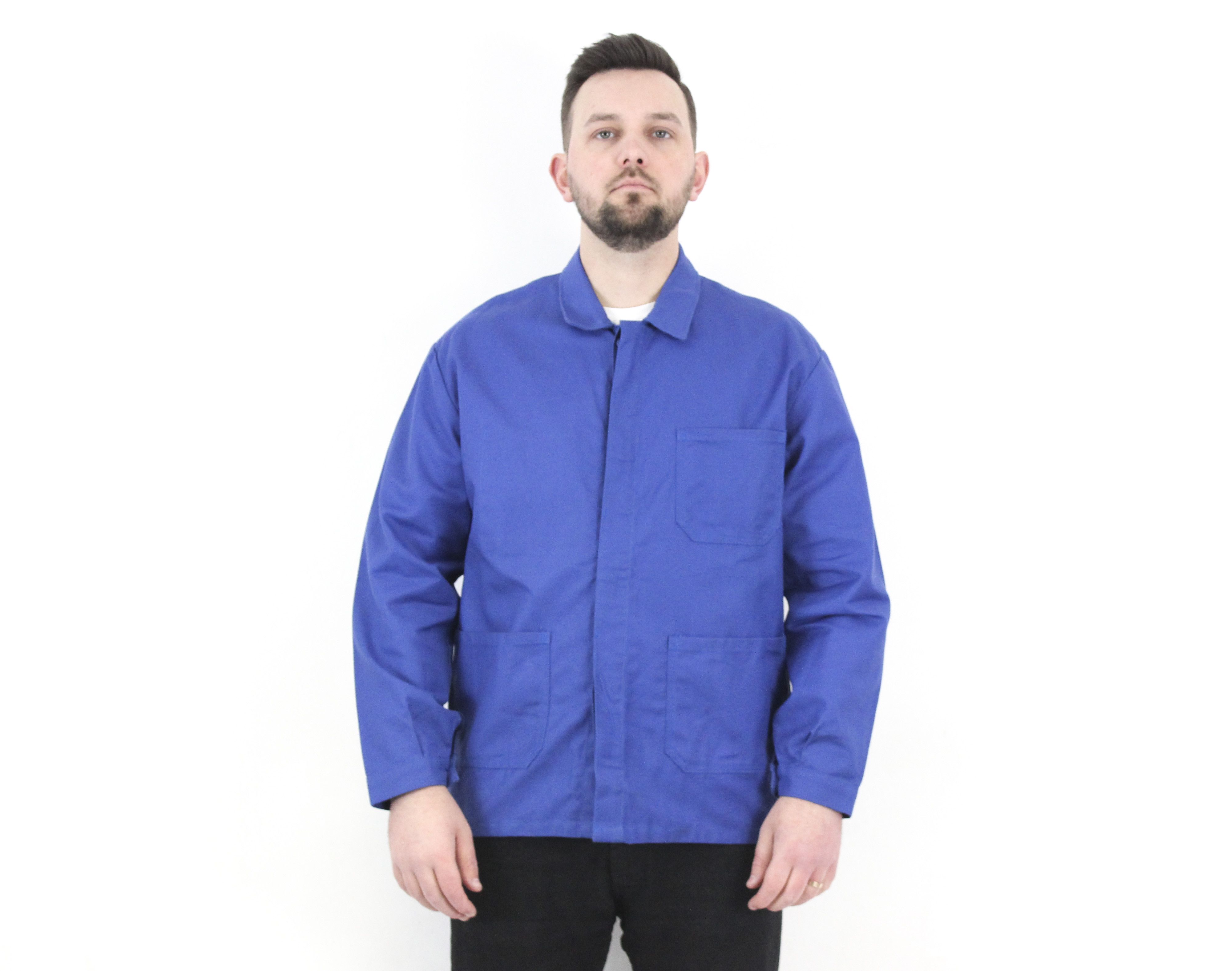 Vintage Work Coat L French Worker Chore Jacket Utility Top VTG Size US L / EU 52-54 / 3 - 1 Thumbnail