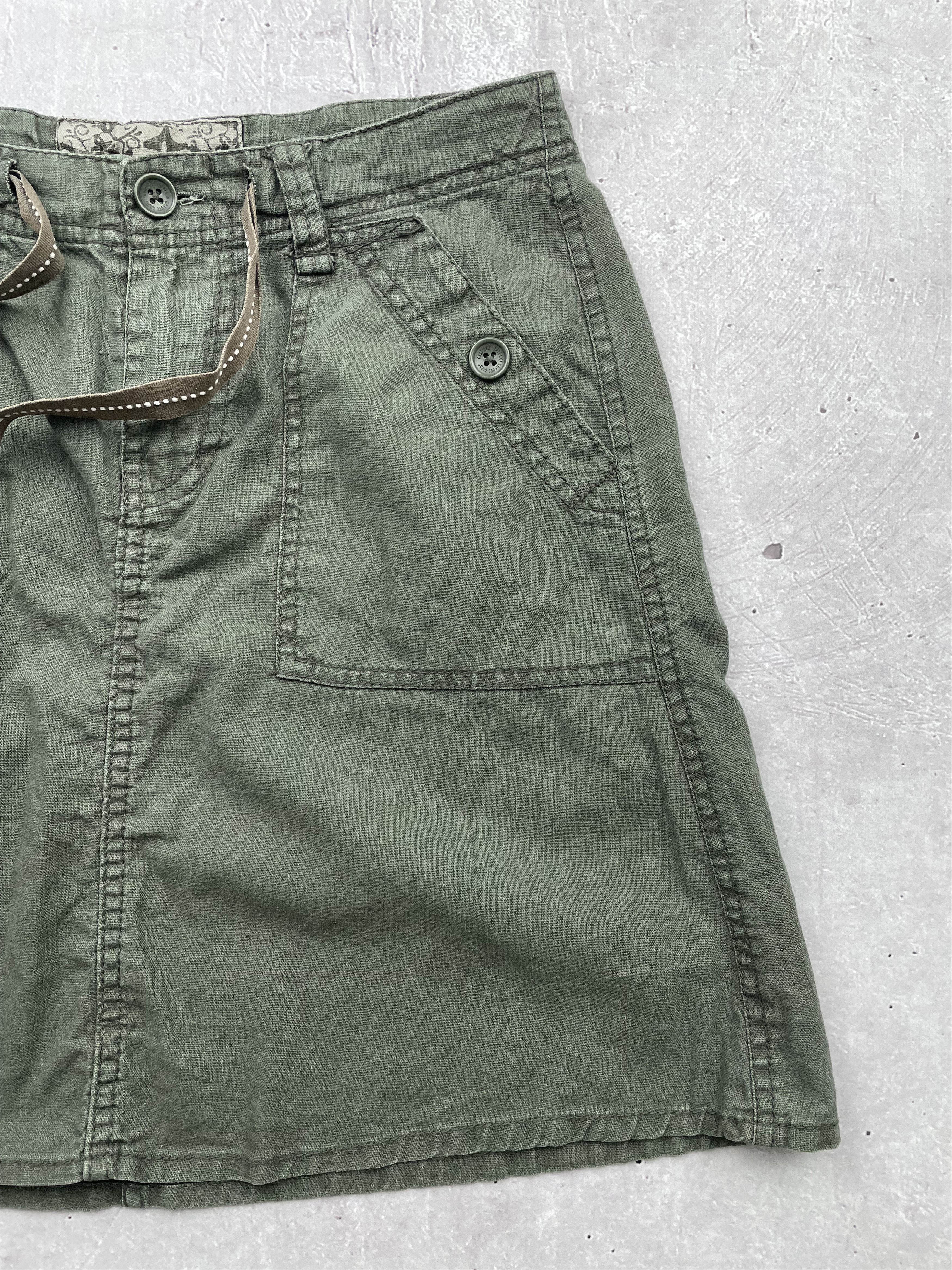 Japanese Brand Vintage Linen Mini Skirt Size 28" / US 6 / IT 42 - 2 Thumbnail