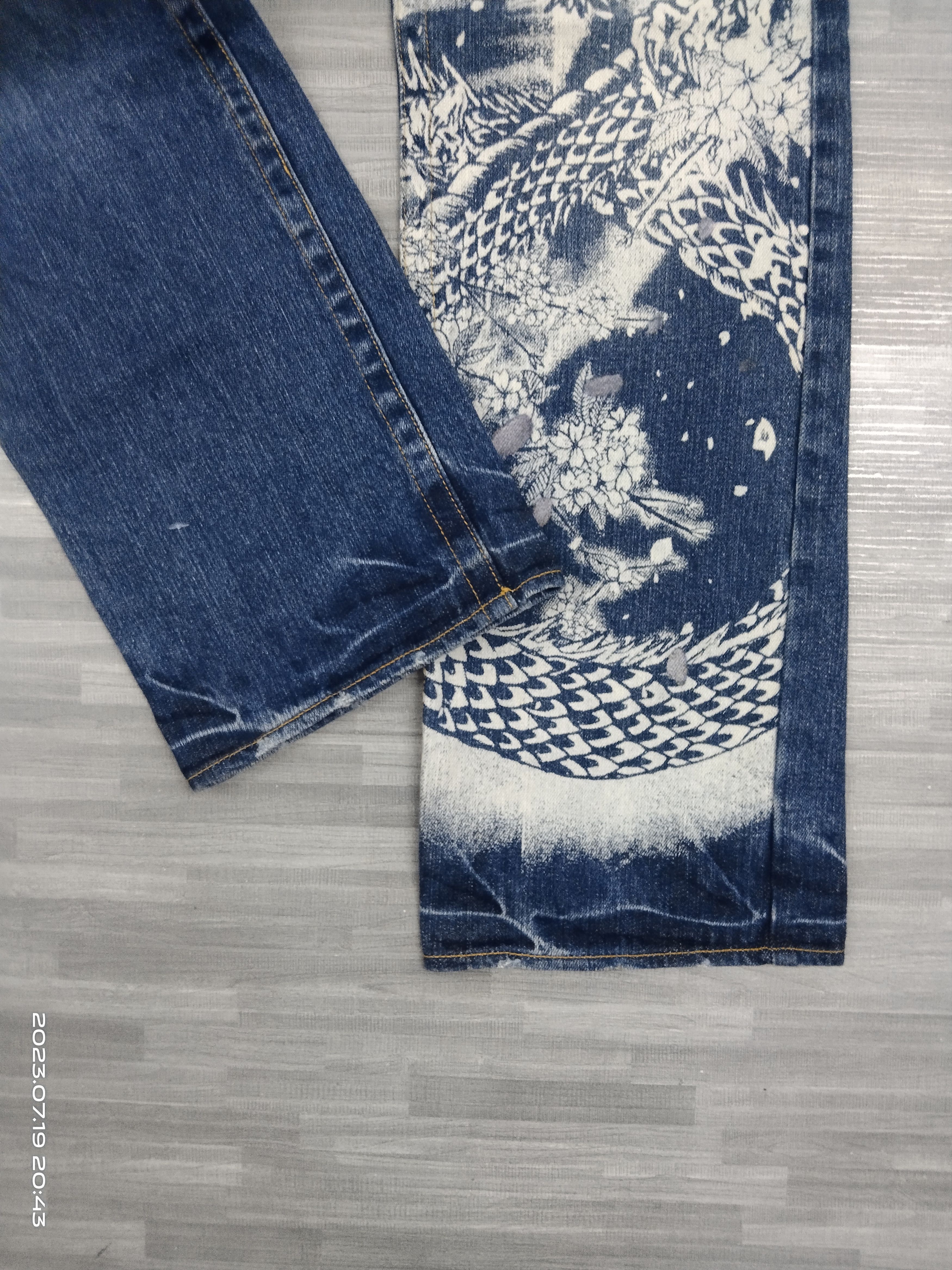 Japanese Brand ART HARNDMADE DRAGON FLY BUDEN DENIM PANTS Size US 28 / EU 44 - 6 Thumbnail