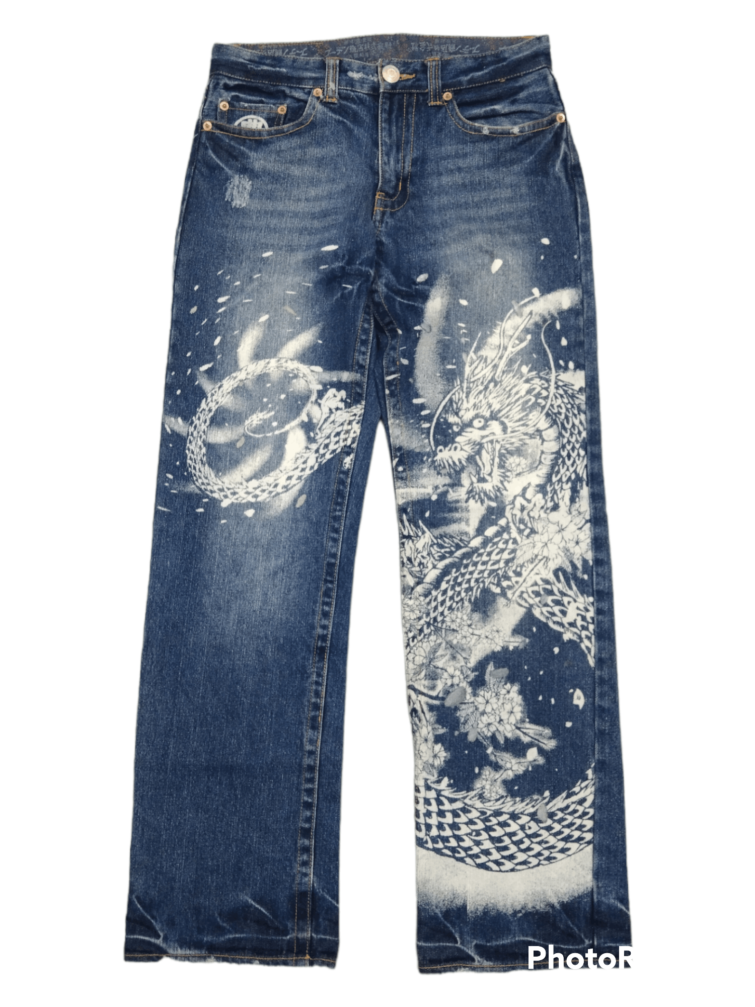ART HARNDMADE DRAGON FLY BUDEN DENIM PANTS