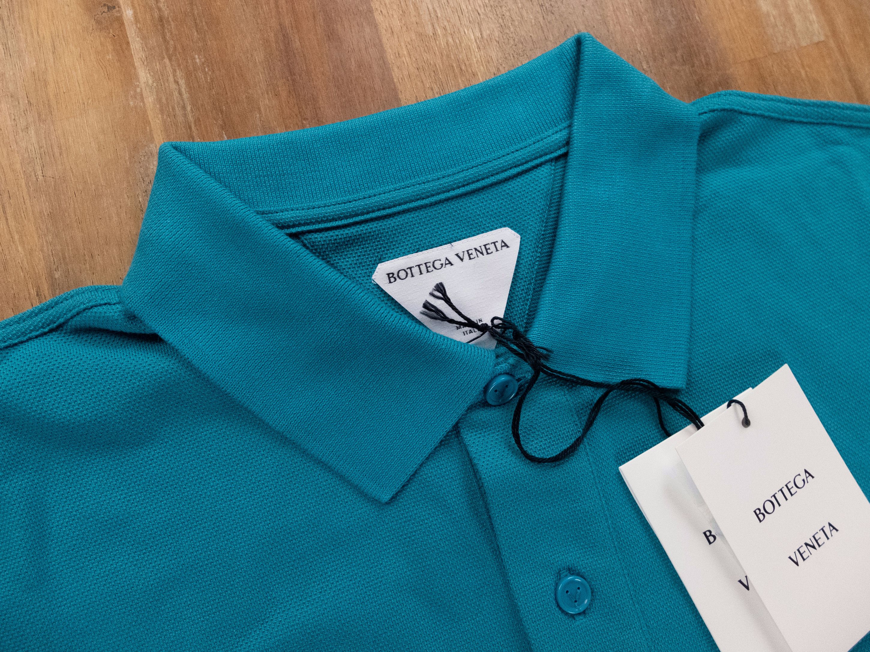 Bottega Veneta BOTTEGA VENETA solid blue pique cotton polo shirt Medium q Size US M / EU 48-50 / 2 - 5 Thumbnail