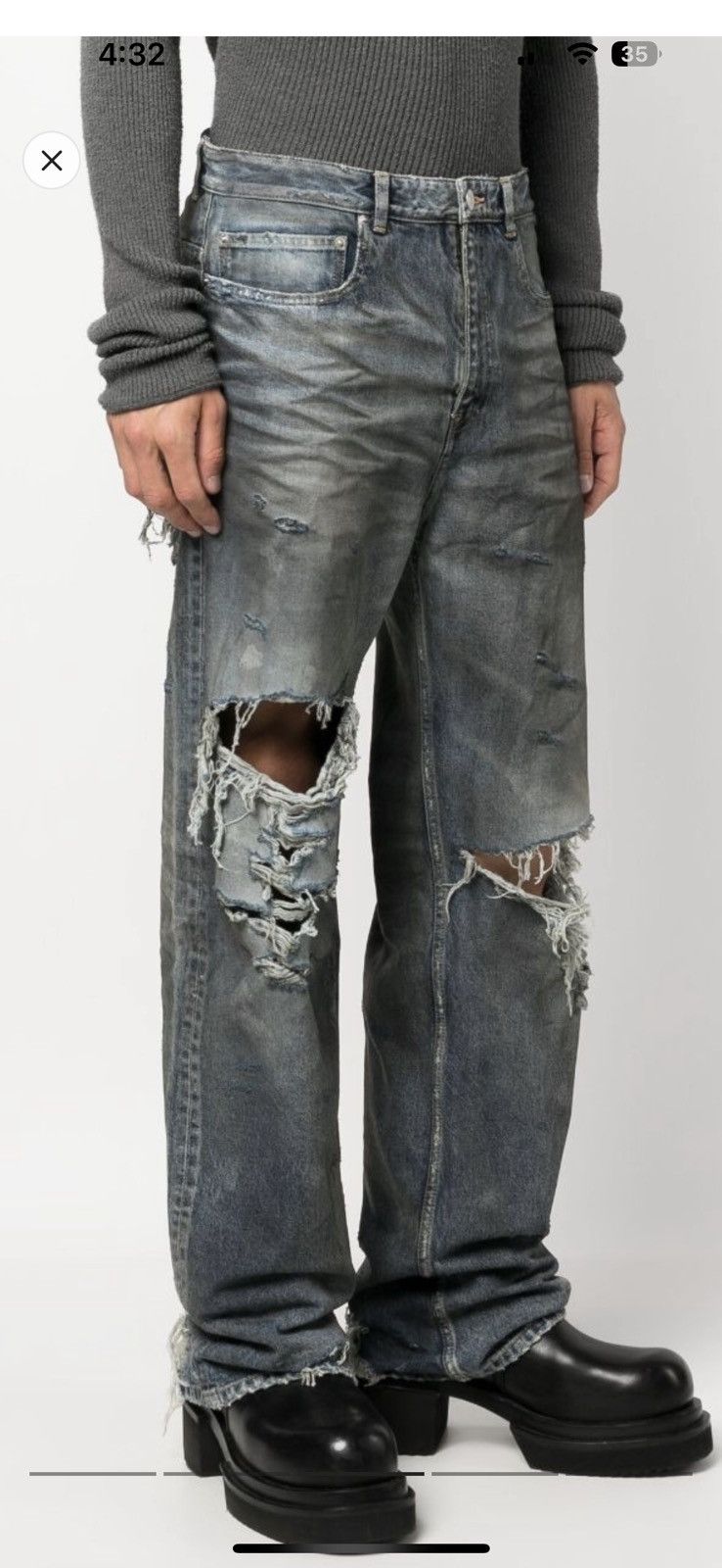 Balenciaga Balenciaga Mud Show Destroyed Denim Size US 30 / EU 46 - 3 Thumbnail