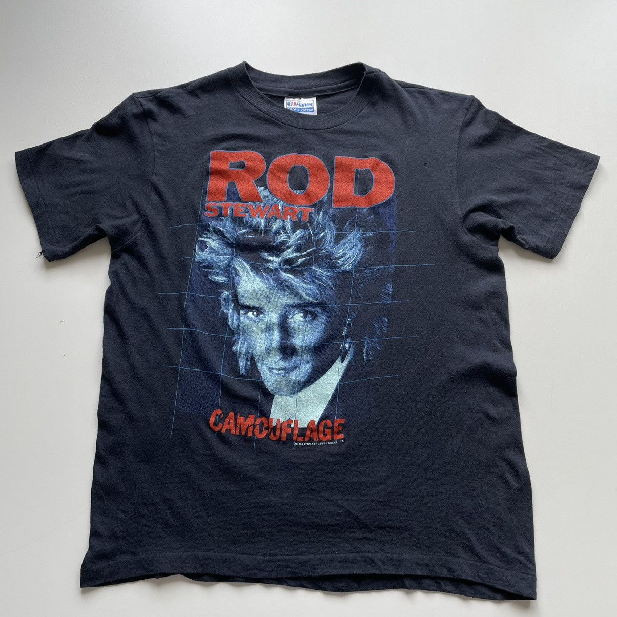 image of Band Tees x Vintage 1984 Rod Stewart Tour Graphic Double Sided T Shirt in Black, Men's (Size Small)