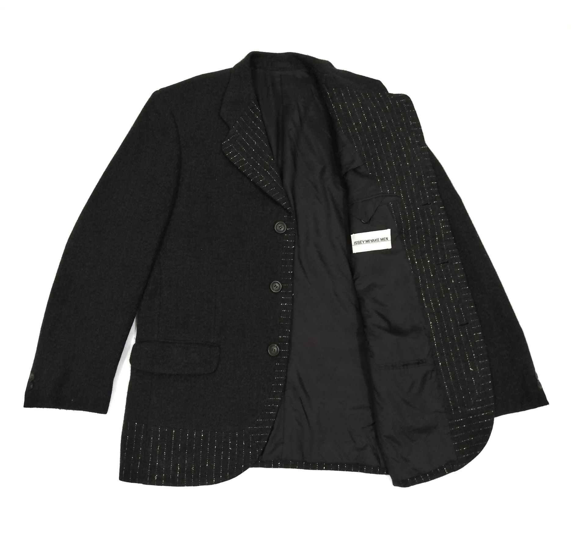 Issey Miyake Iconic! Issey Miyake Men Wool Two Tones Stitch Black Blazer Size US L / EU 52-54 / 3 - 1 Thumbnail