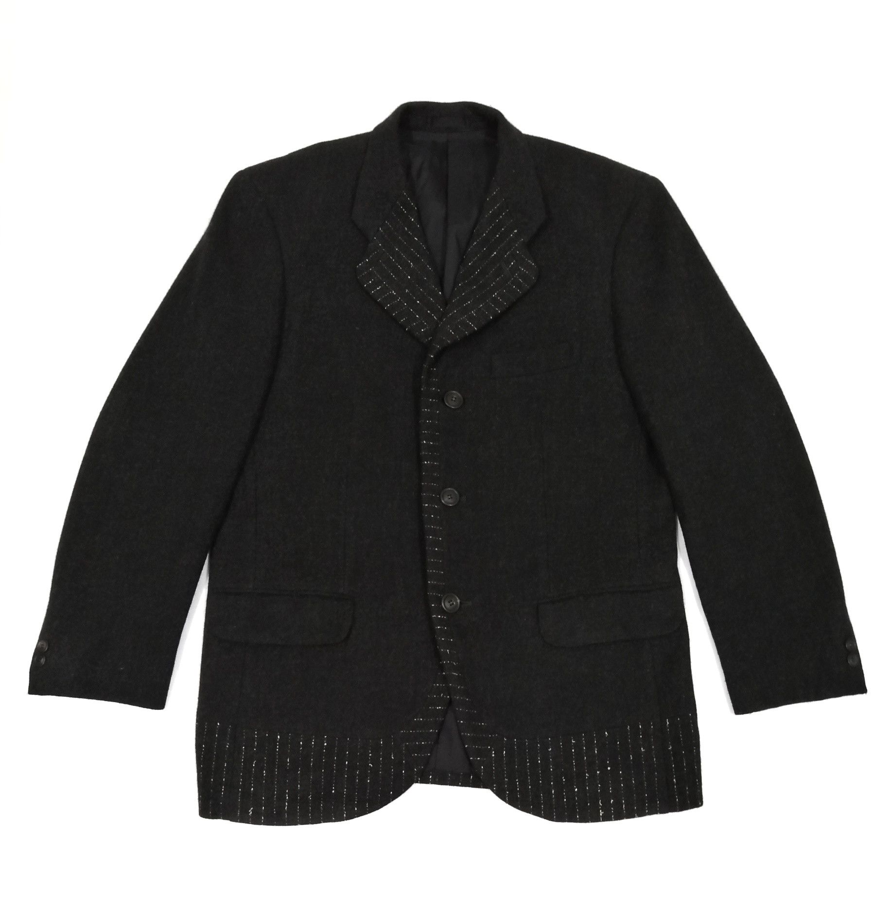 Issey Miyake Iconic! Issey Miyake Men Wool Two Tones Stitch Black Blazer Size US L / EU 52-54 / 3 - 2 Thumbnail