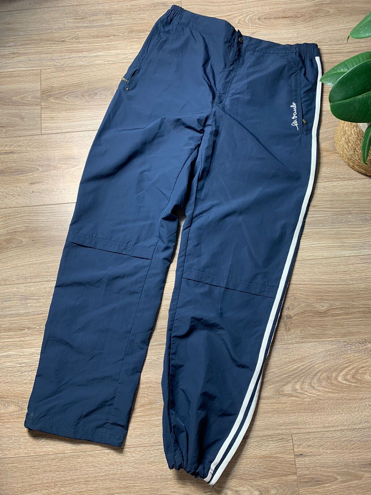 Pre-owned Adidas X Vintage Adidas Track Vintage Pants Nylon Drill Y2k Gorpcore In Navy Blue