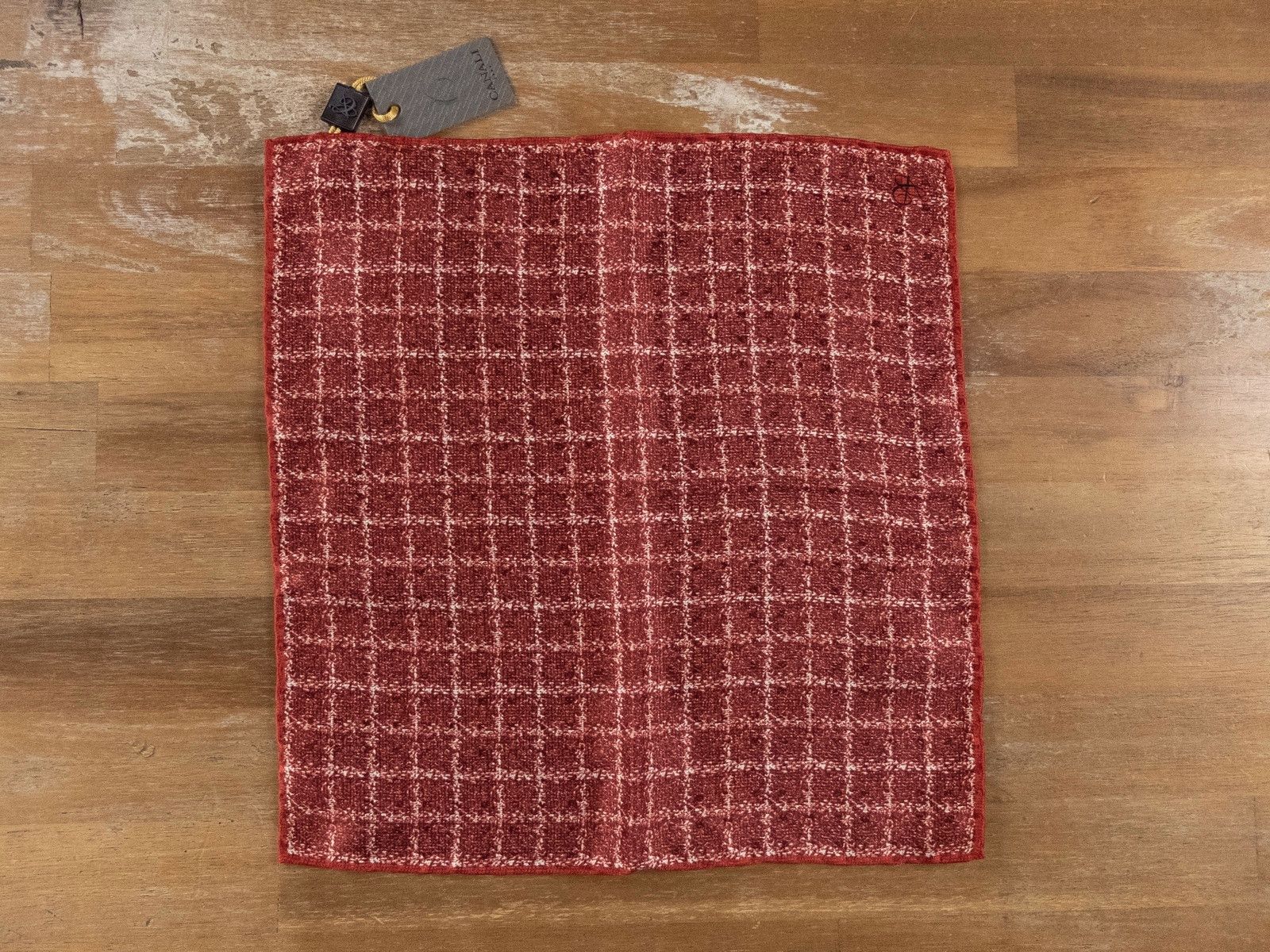 Canali CANALI rose red plaid motif silk pocket square authentic NWT Size ONE SIZE - 1 Thumbnail