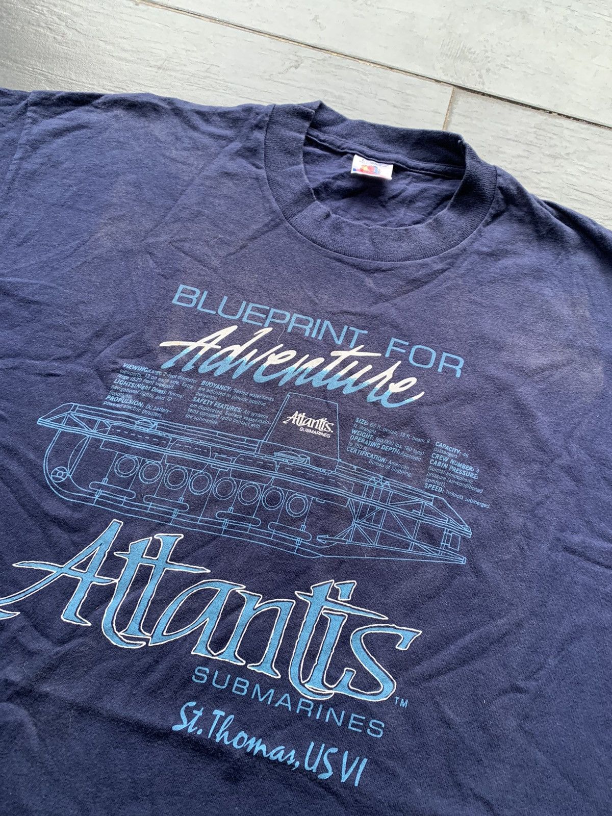 Vintage Vintage Atlantis Submarines T- Shirt Size US L / EU 52-54 / 3 - 3 Thumbnail