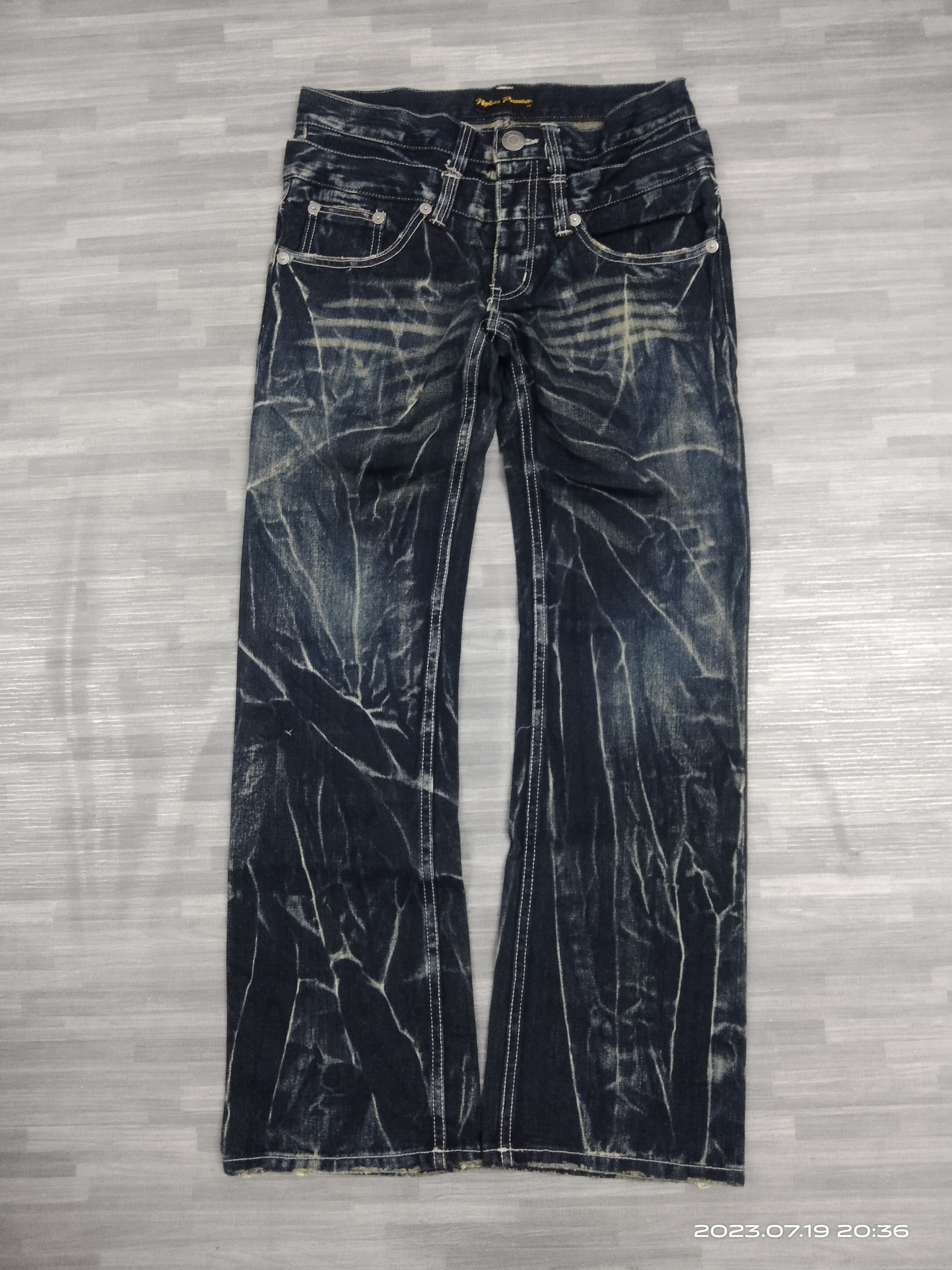 Japanese Brand FLARE SUPER WASHED NYLAUS DENIM PANTS Size US 30 / EU 46 - 2 Thumbnail