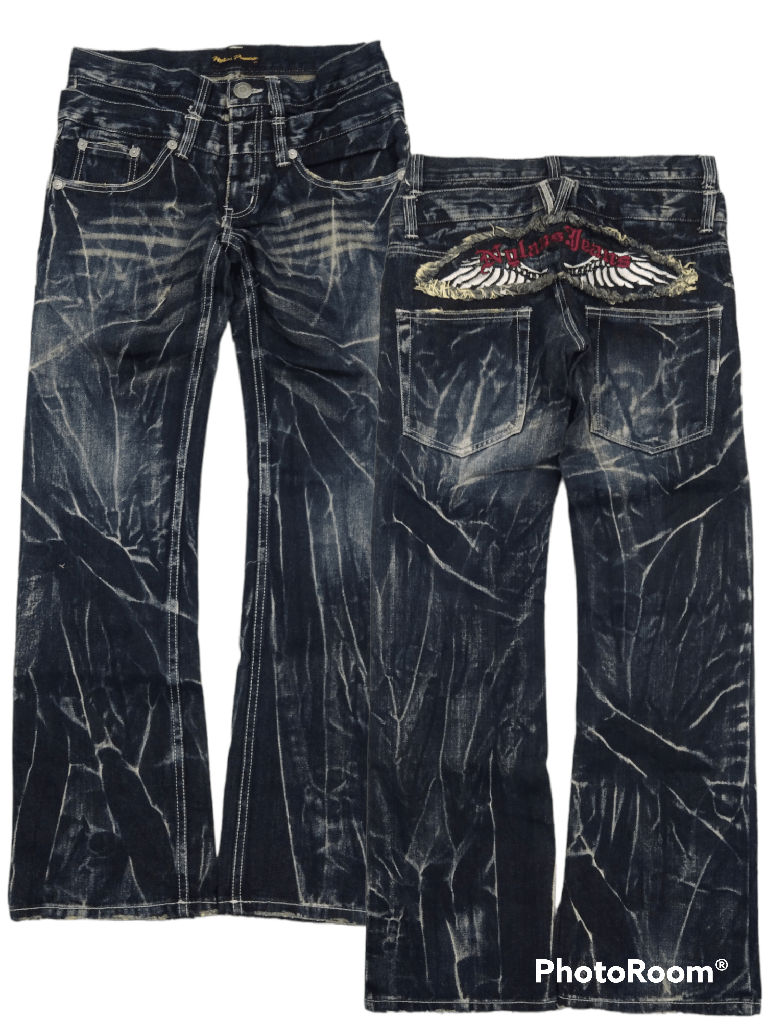 Japanese Brand FLARE SUPER WASHED NYLAUS DENIM PANTS Size US 30 / EU 46 - 1 Thumbnail