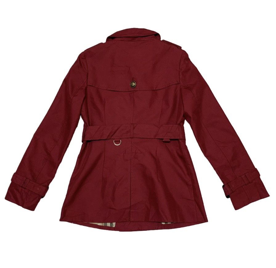 Burberry Rare Red Burberry Belted Coat Checkered Inner Made in Japan Size XS / US 0-2 / IT 36-38 - 2 Thumbnail