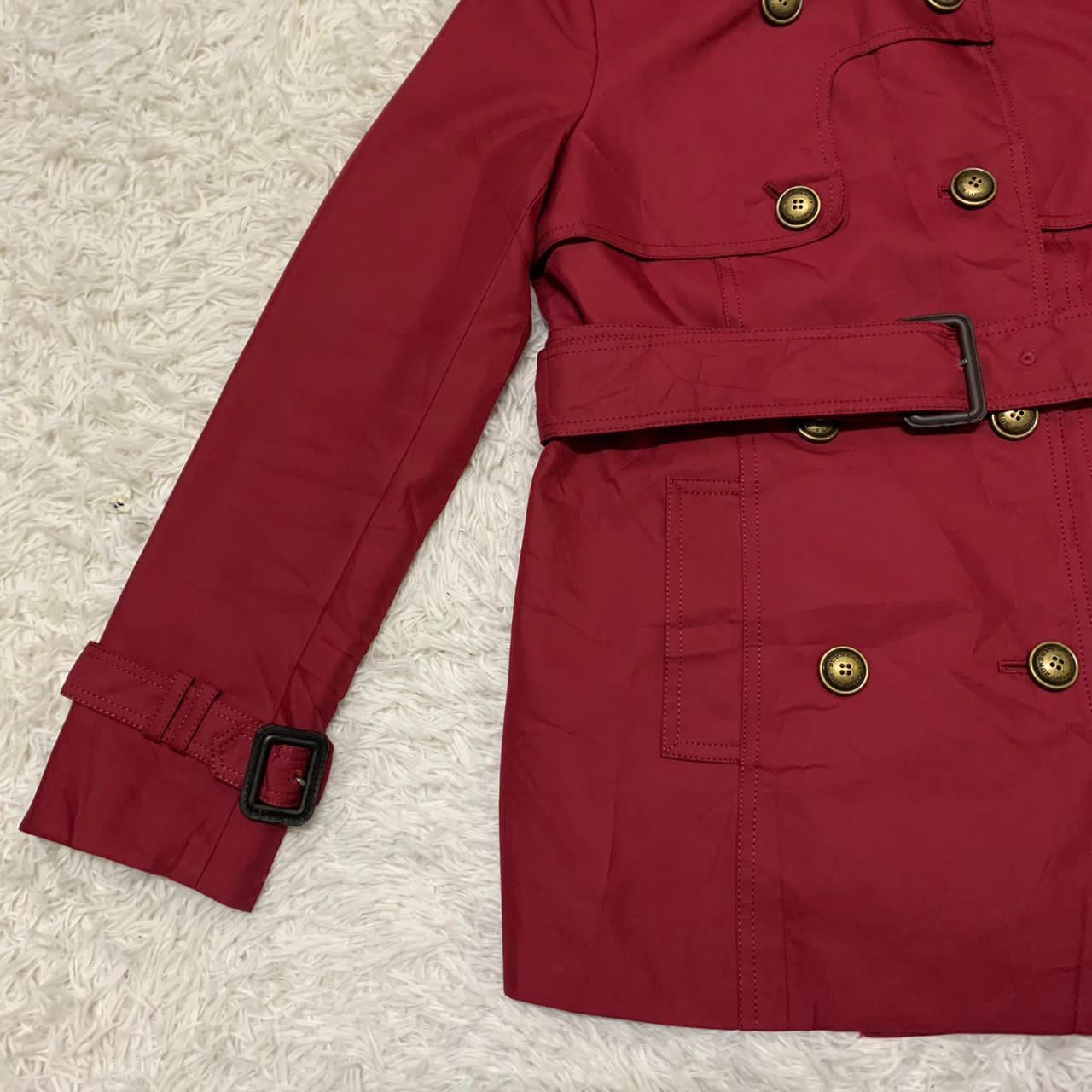Burberry Rare Red Burberry Belted Coat Checkered Inner Made in Japan Size XS / US 0-2 / IT 36-38 - 5 Thumbnail