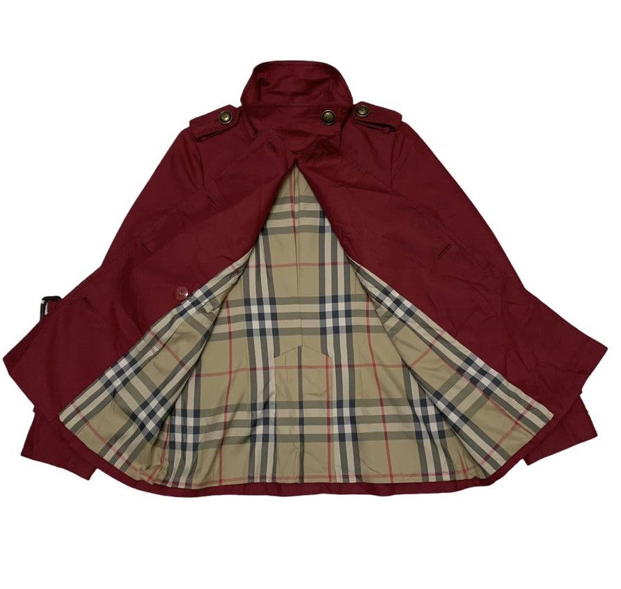 Burberry Rare Red Burberry Belted Coat Checkered Inner Made in Japan Size XS / US 0-2 / IT 36-38 - 3 Thumbnail