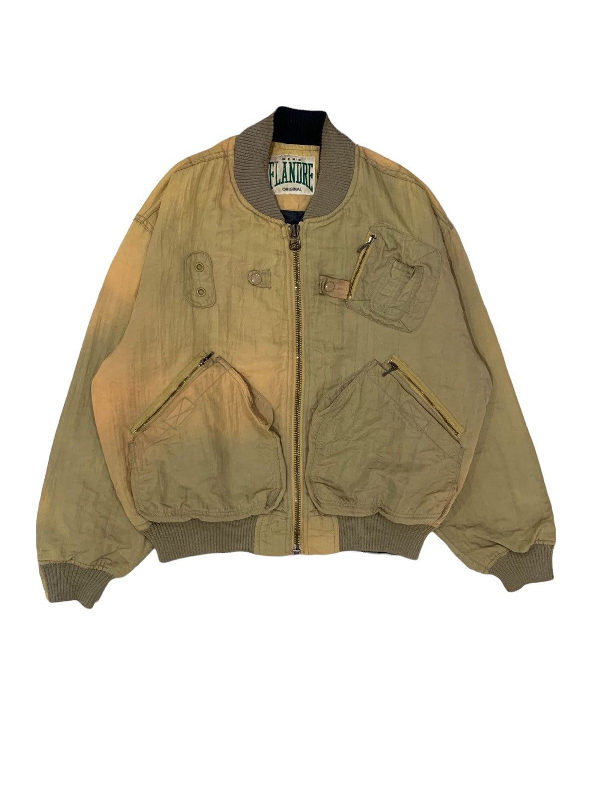 image of Men Flandre Sun Faded Bomber Jacket in Cream (Size Medium)