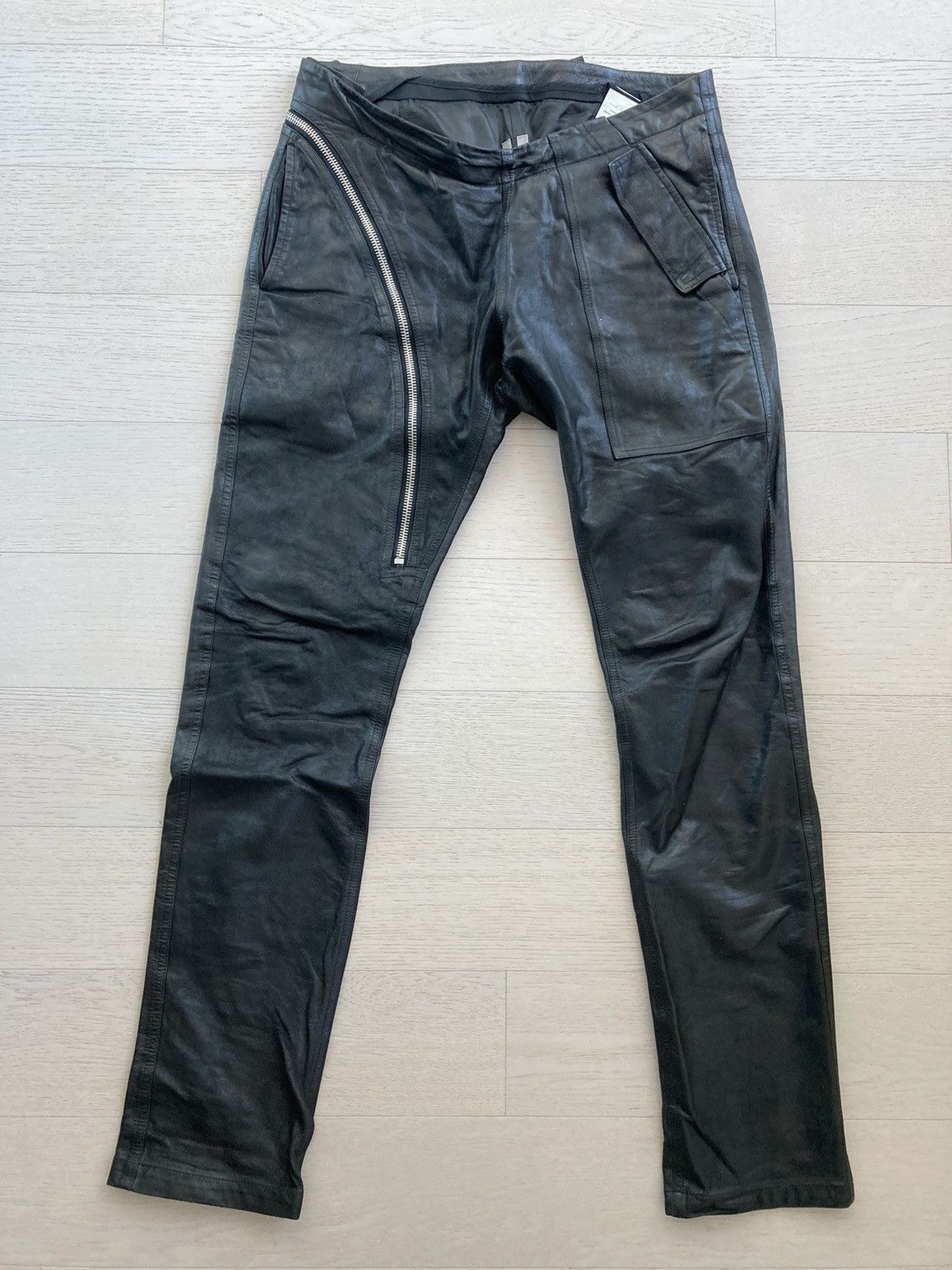 image of Rick Owens Aircut Leather Jeans in Black, Men's (Size 30)