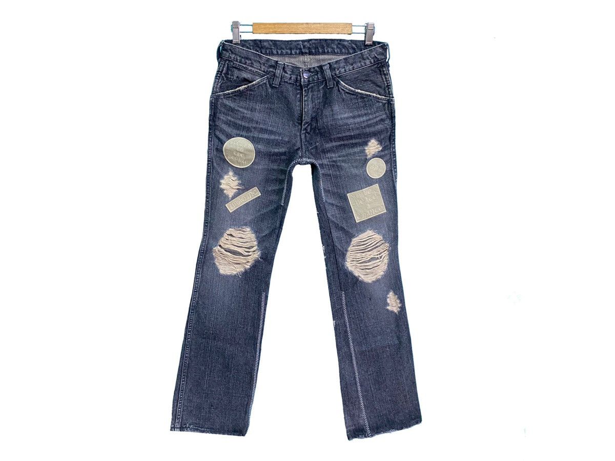 Number (N)ine NUMBER NINE AW04 DISTRESSED PATCHWORK DENIM JEANS Size US 30 / EU 46 - 2 Thumbnail