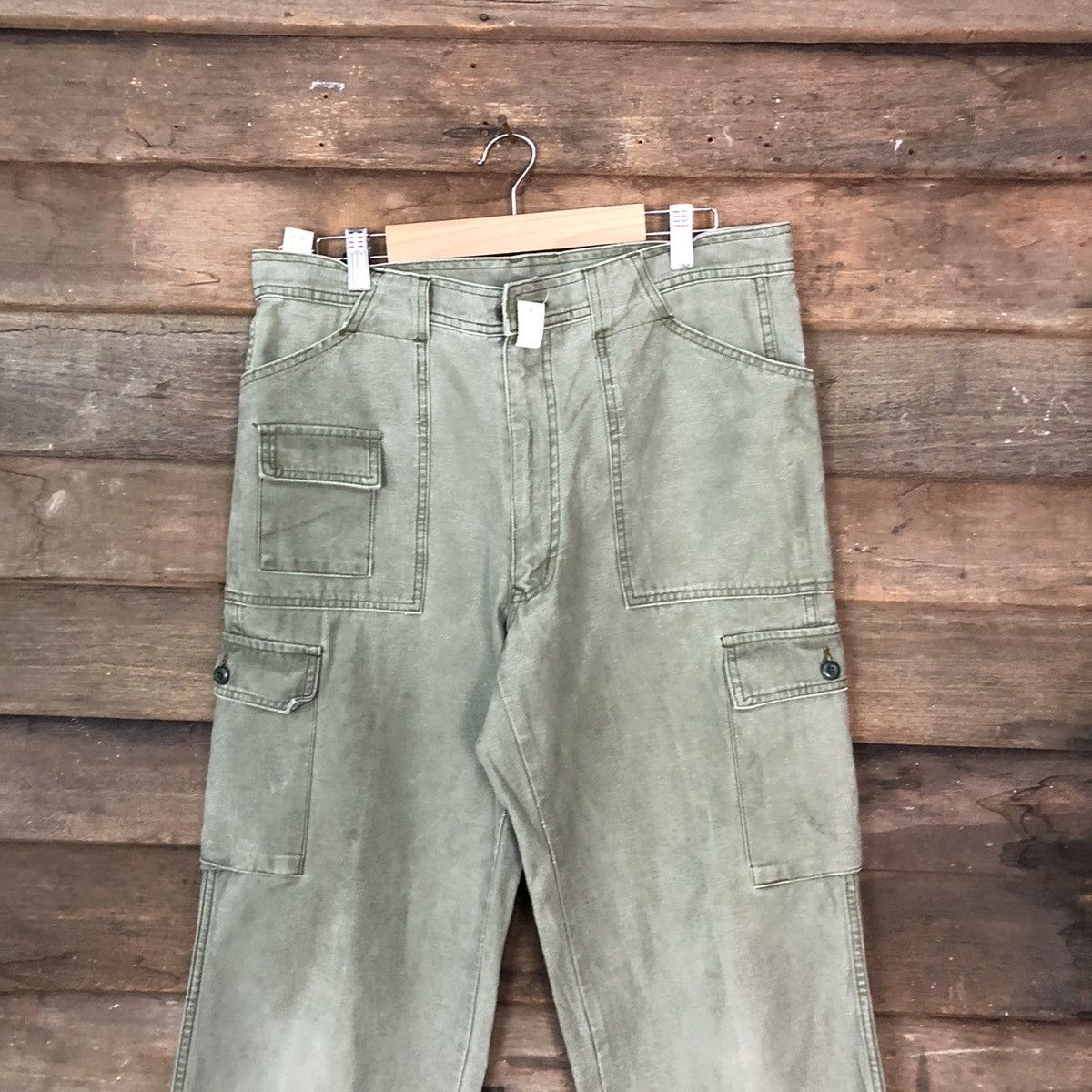 Vintage Japanese Brand faded Green streetwear Cargo Pants #4470 Size US 32 / EU 48 - 2 Thumbnail