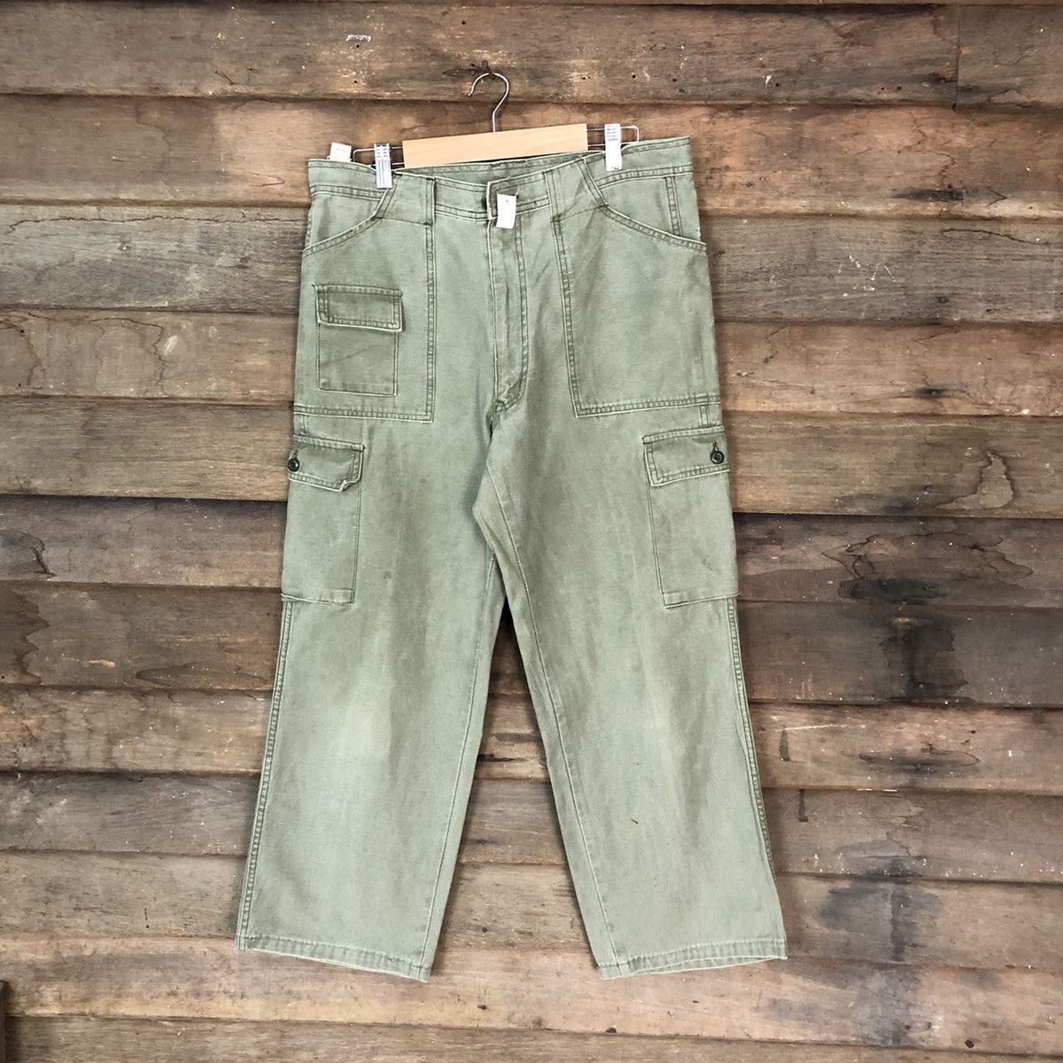 Japanese Brand faded Green streetwear Cargo Pants #4470