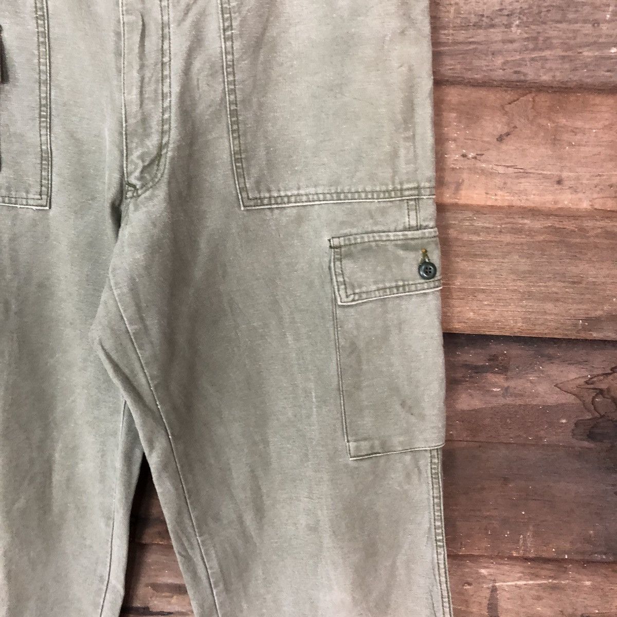 Vintage Japanese Brand faded Green streetwear Cargo Pants #4470 Size US 32 / EU 48 - 7 Thumbnail