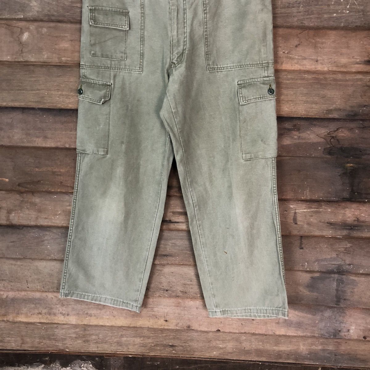 Vintage Japanese Brand faded Green streetwear Cargo Pants #4470 Size US 32 / EU 48 - 3 Thumbnail
