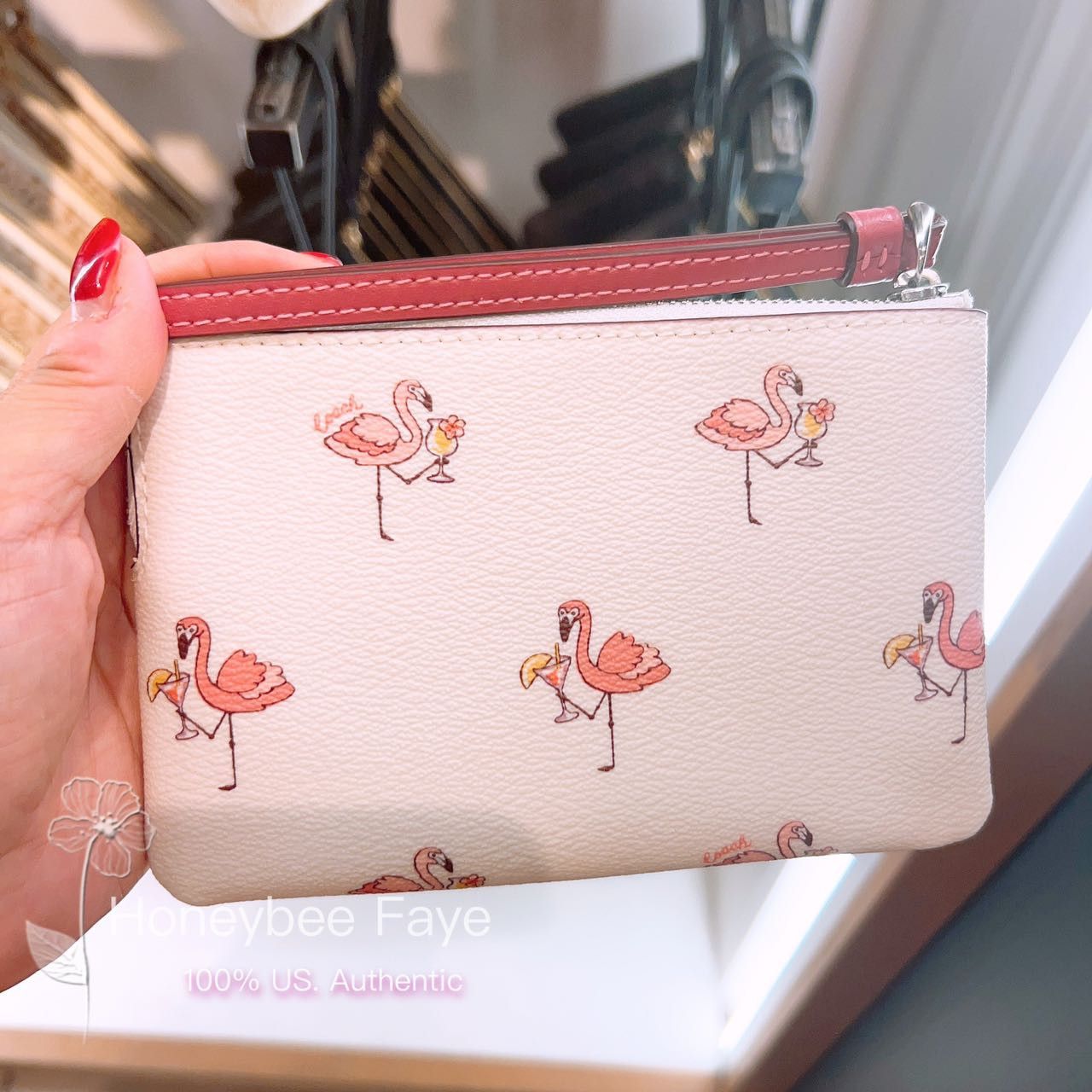 Coach Corner Zip Wristlet With Flamingo Print CK423 Grailed