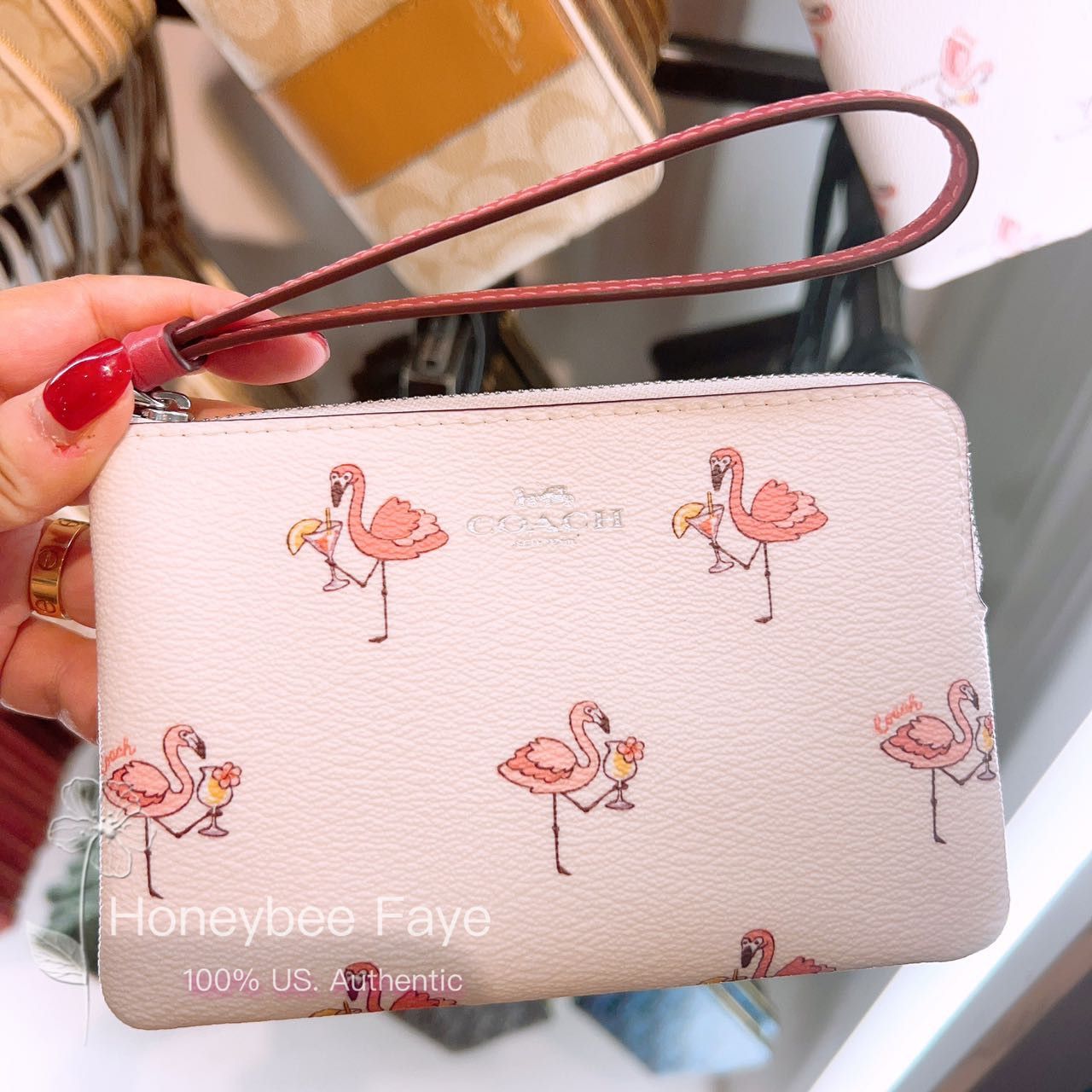 Coach Large Corner Zip Wristlet with Floral Embroidery