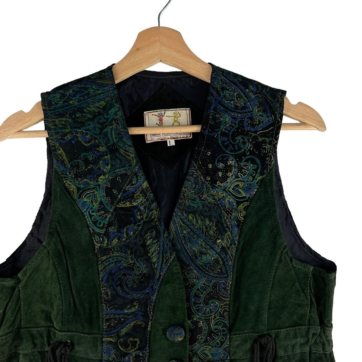 Genuine Leather VINTAGE GENUINE LEATHER VEST NAVAJO DESIGN INNER MONGOLTA Size US L / EU 52-54 / 3 - 4 Thumbnail