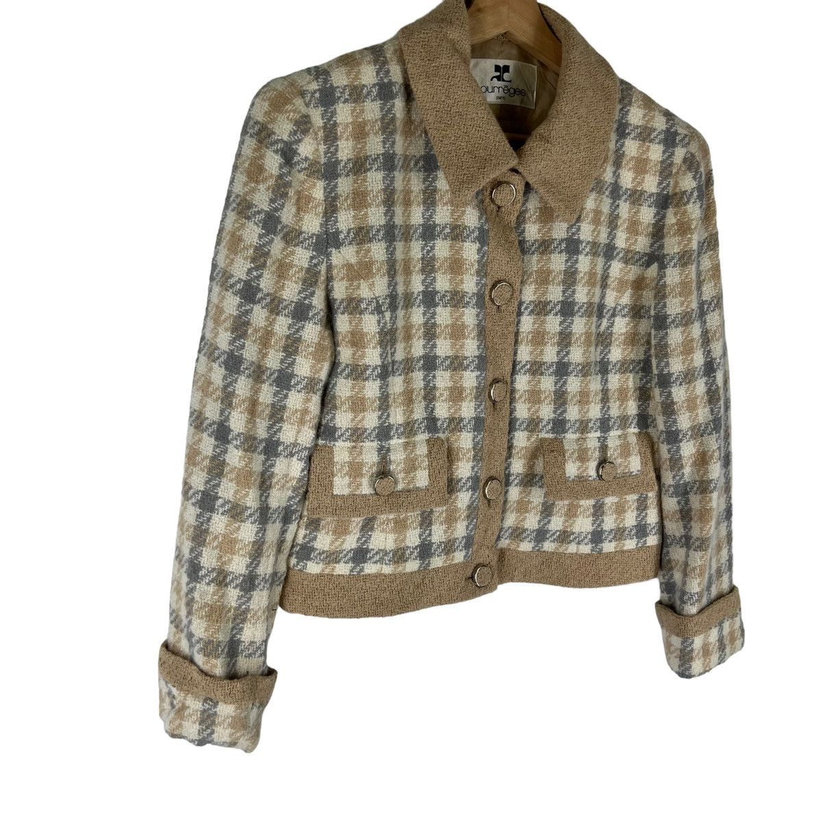 Japanese Brand VINTAGE TWEED JACKET COURREGES PARIS ISSEY MIYAKE DESIGN Size M / US 6-8 / IT 42-44 - 3 Thumbnail