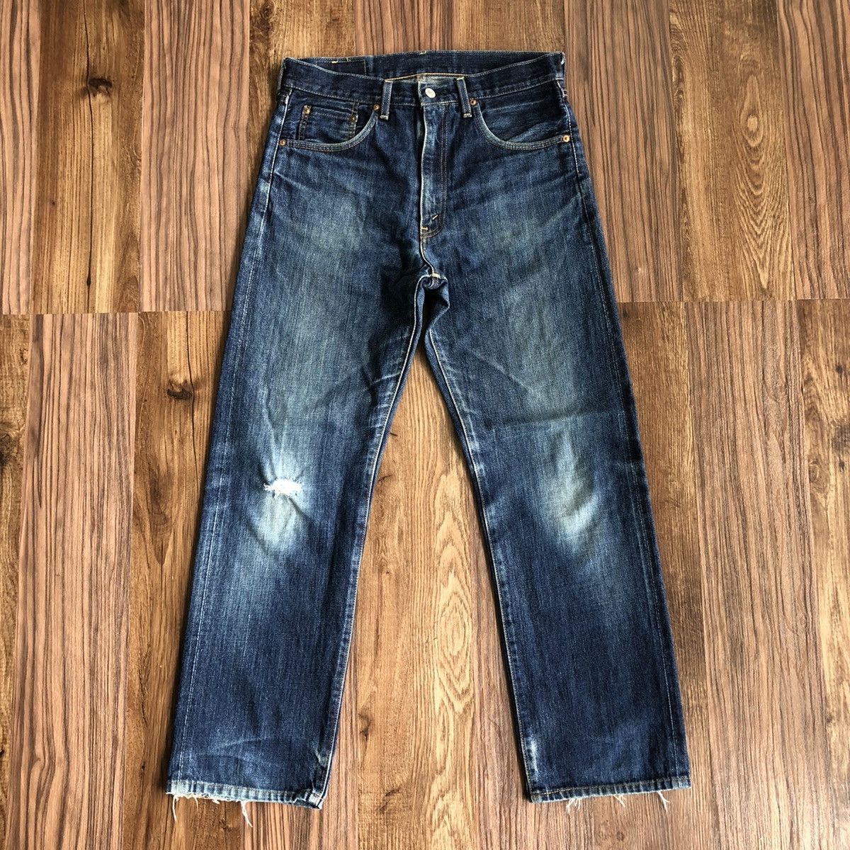 Levi's Vintage Clothing Vintage Levis 502 Big E Selvedge Distressed Denim Jeans Size US 32 / EU 48 - 2 Thumbnail
