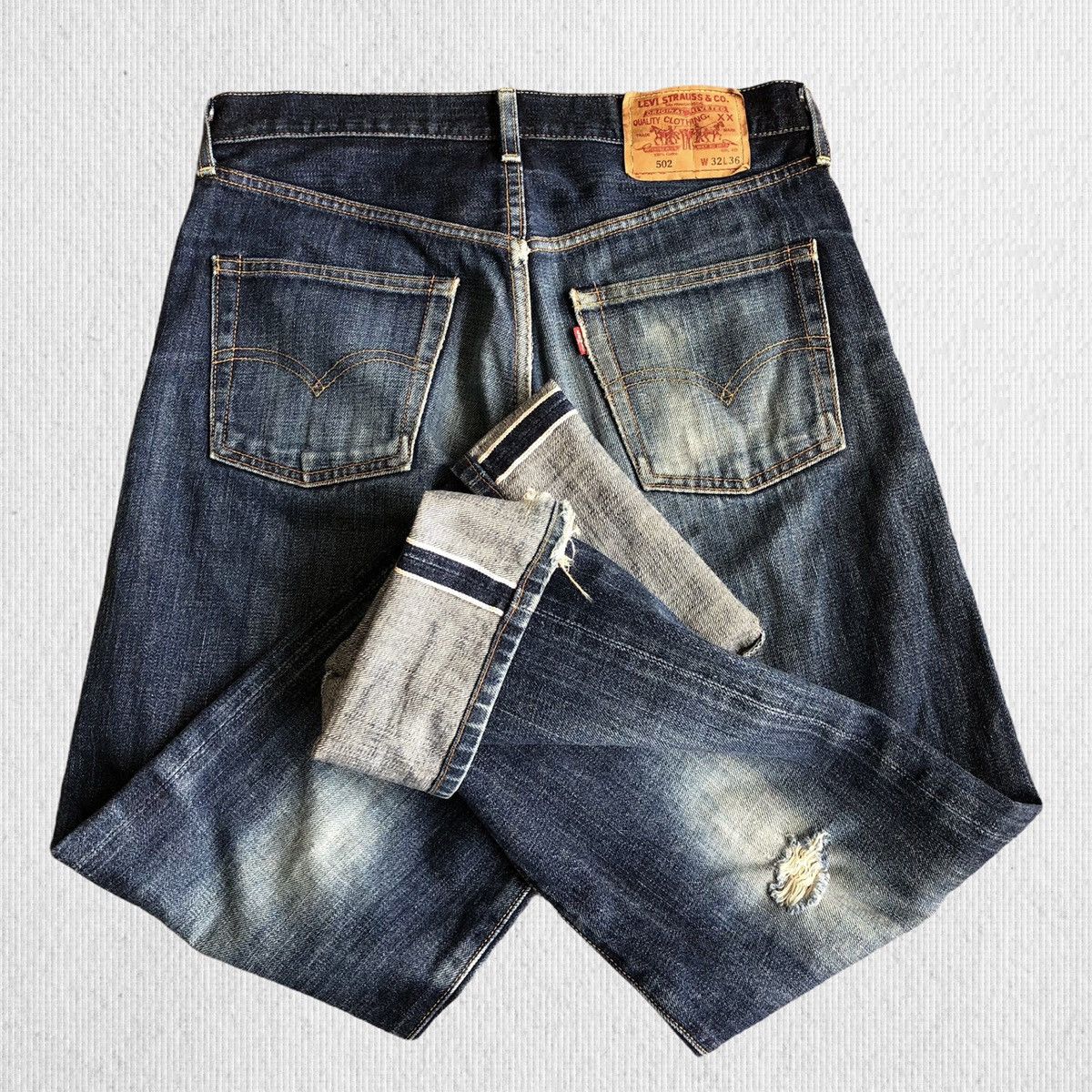 Levi's Vintage Clothing Vintage Levis 502 Big E Selvedge Distressed Denim Jeans Size US 32 / EU 48 - 1 Thumbnail