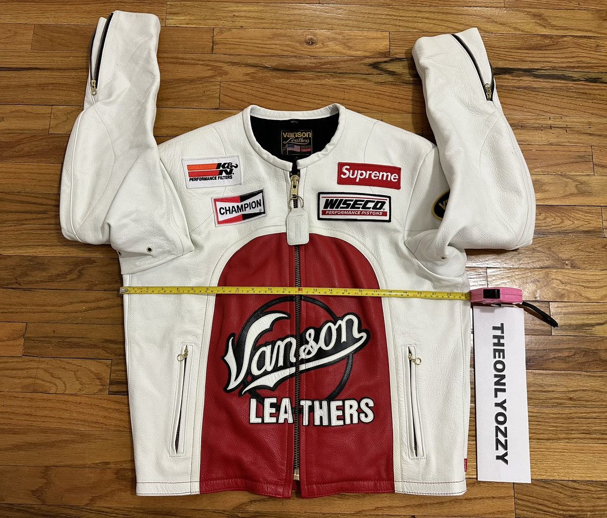 Supreme Vanson x Supreme Biker Leather Jacket White/Red | Grailed