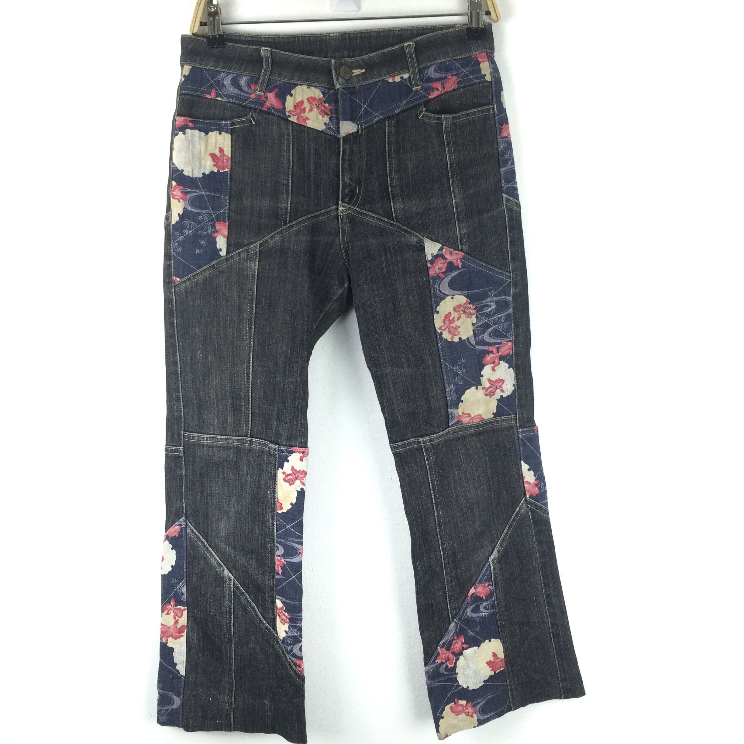 Designer × Japanese Brand X188 JAPAN PATCHWORK SUKARJAN FLARED CROPPED JEANS Size 30" / US 8 / IT 44 - 1 Thumbnail
