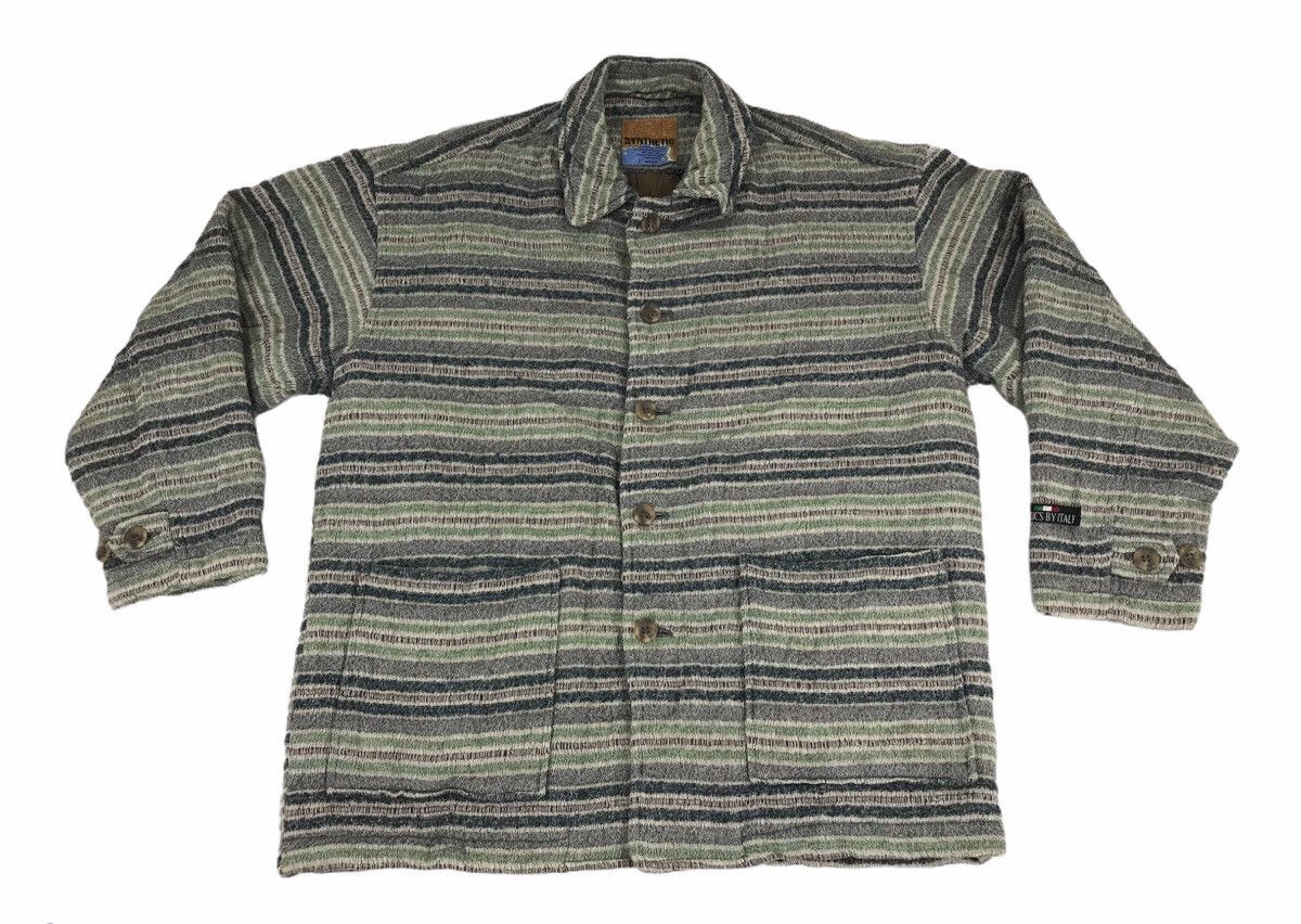 Vintage Vtg Synthetic Tapep Shirt Knit Striped Classic Streetwear Size US M / EU 48-50 / 2 - 1 Thumbnail