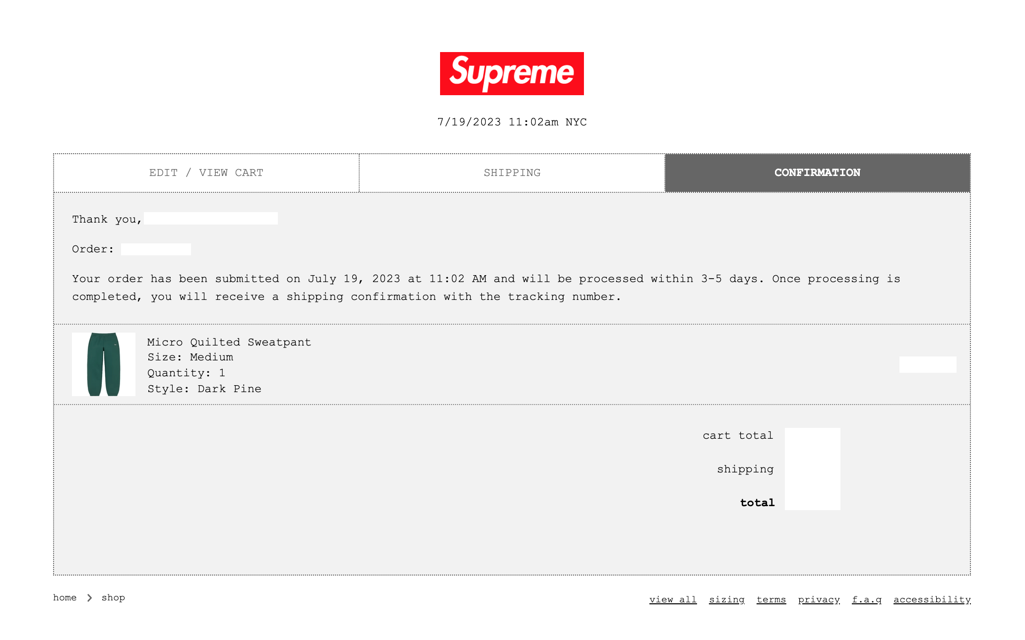 Supreme Micro Quilted Sweatpant Size US 34 / EU 50 - 3 Thumbnail