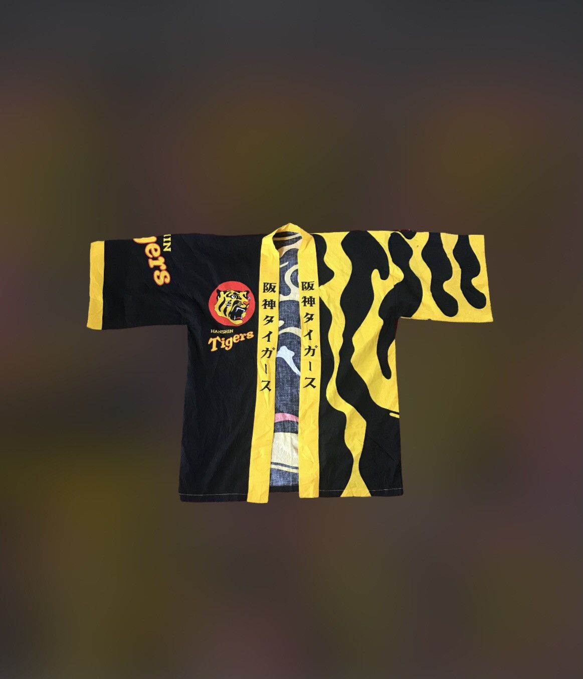 image of Kimono Japan Dragon Hanshin Tiger Kimono Full Prints in Black/Yellow, Men's (Size Medium)
