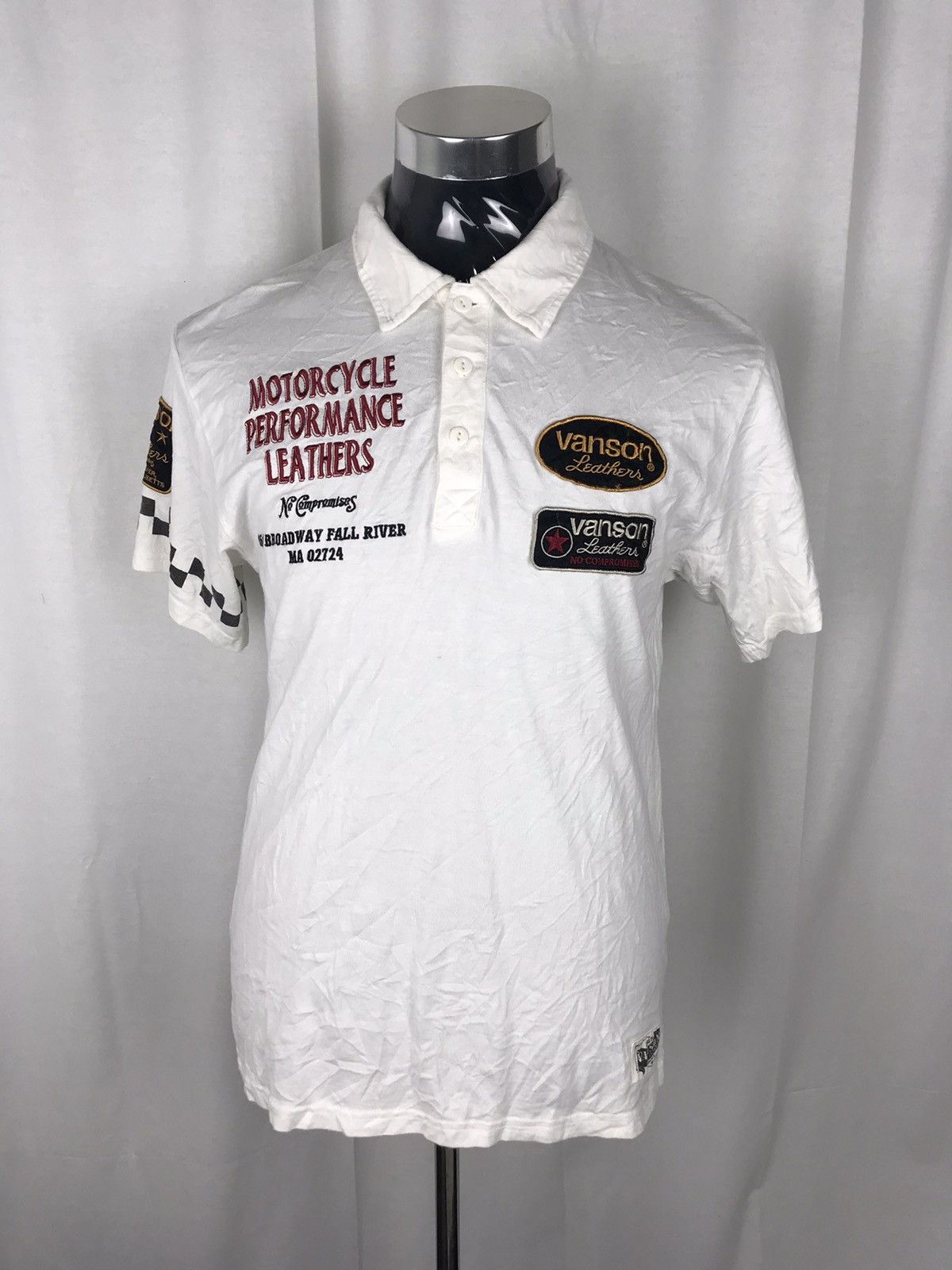 Vanson Leathers 🔥Spell Out Big Logo Vanson Motocycle Rider Polo Size US M / EU 48-50 / 2 - 2 Thumbnail