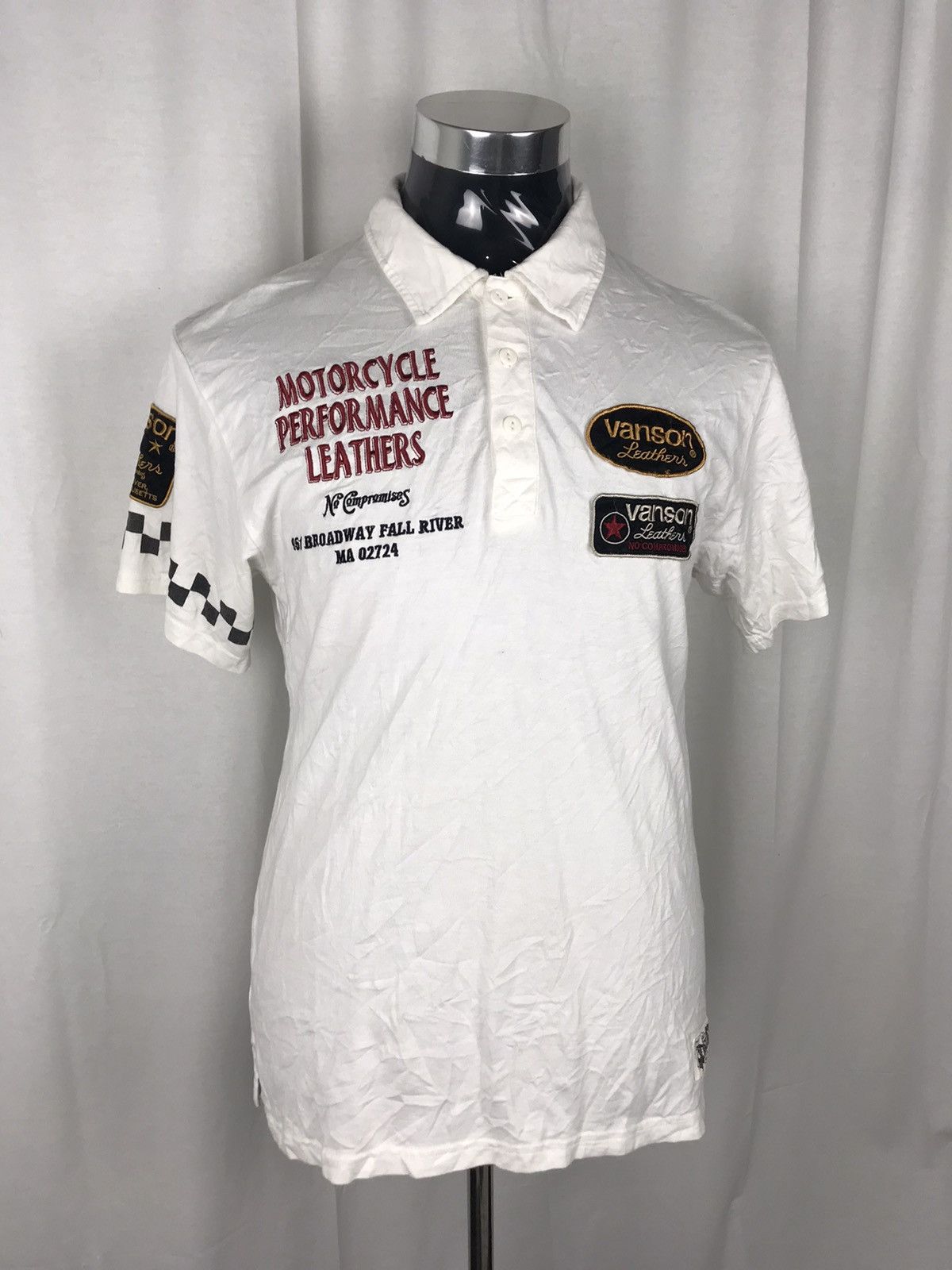 Vanson Leathers 🔥Spell Out Big Logo Vanson Motocycle Rider Polo Size US M / EU 48-50 / 2 - 4 Thumbnail