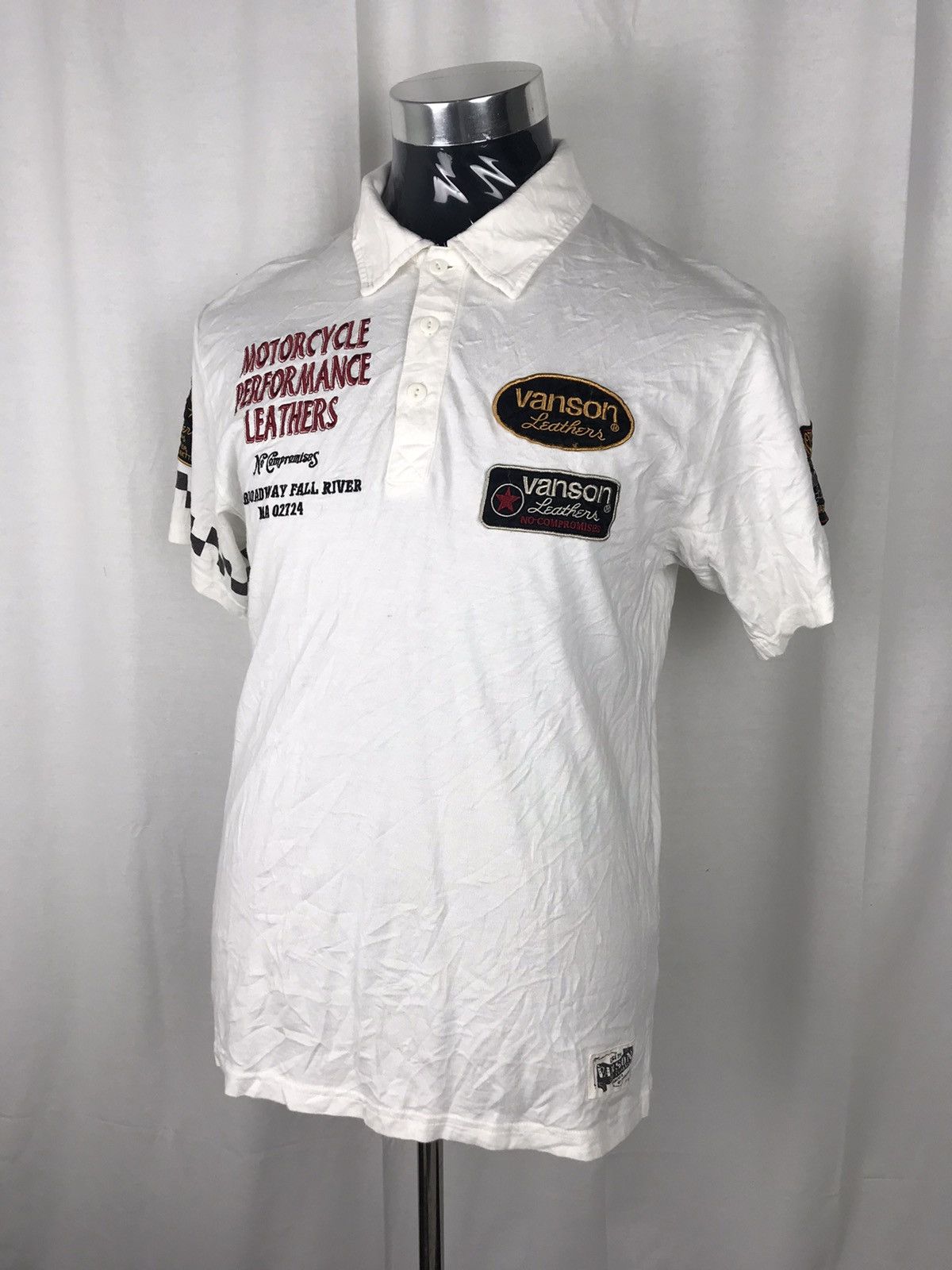Vanson Leathers 🔥Spell Out Big Logo Vanson Motocycle Rider Polo Size US M / EU 48-50 / 2 - 3 Thumbnail